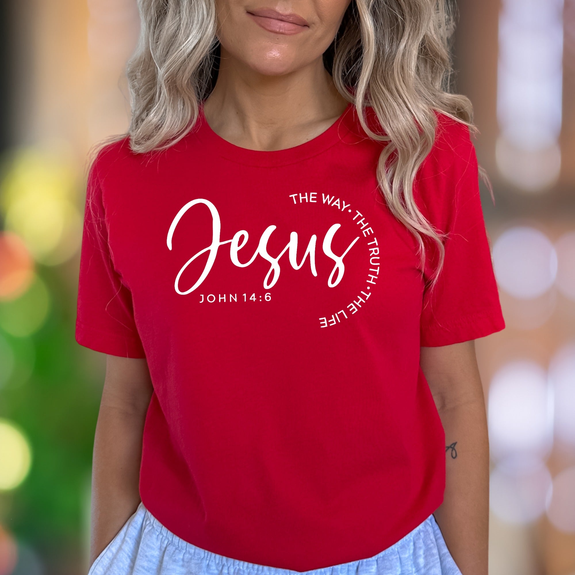 "Jesus The Way The Truth The Life John 14:6" | Calligraphy Typography Unisex Adult T-Shirt | Faith-Inspired Lifestyle