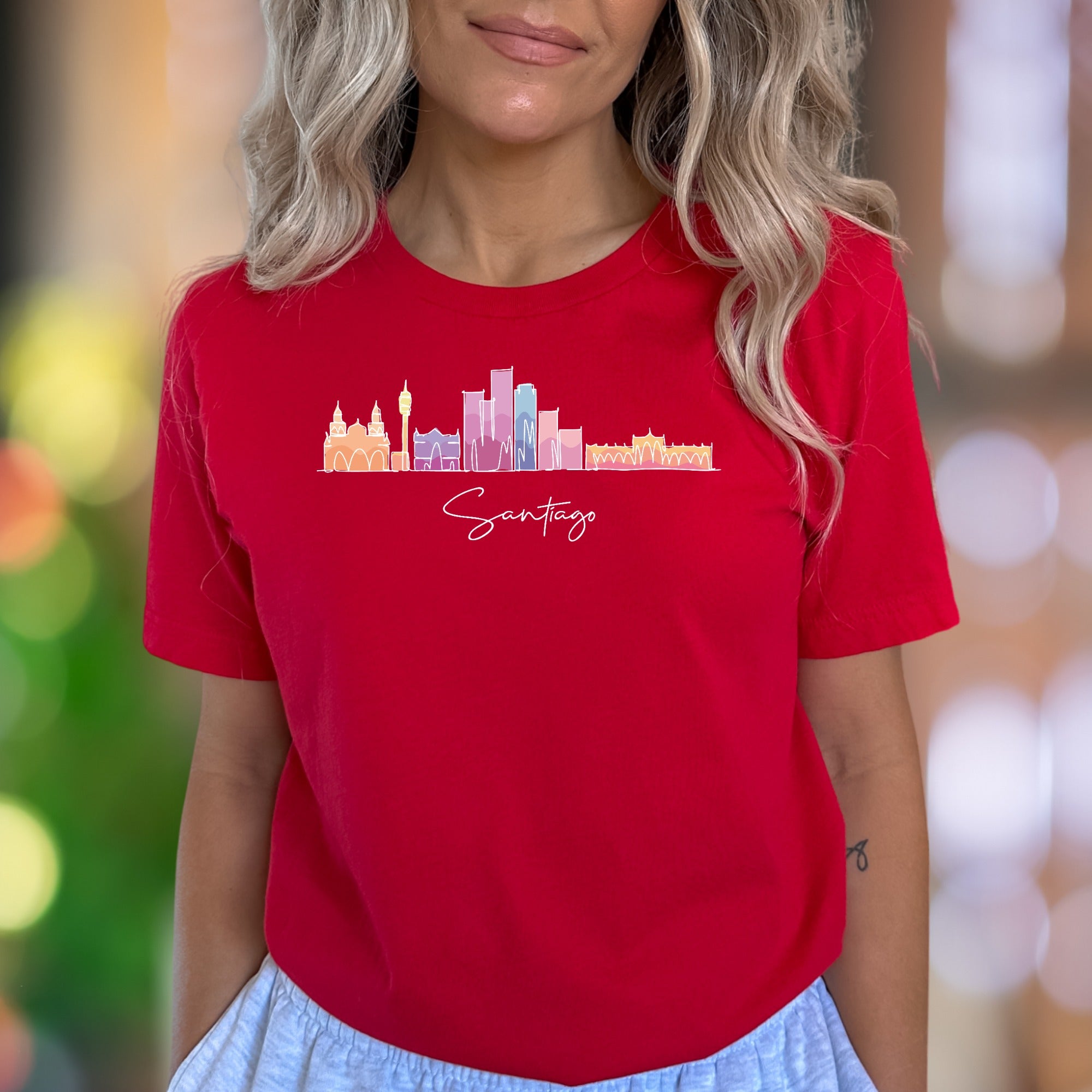 "Santiago" | Minimal Skyline Graphic Unisex Adult T-Shirt | Travel & City Lover Apparel