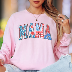 "MAMA" | Distressed Grunge Patriotic Unisex Adult Long Sleeve T-Shirt | Motherhood Lifestyle