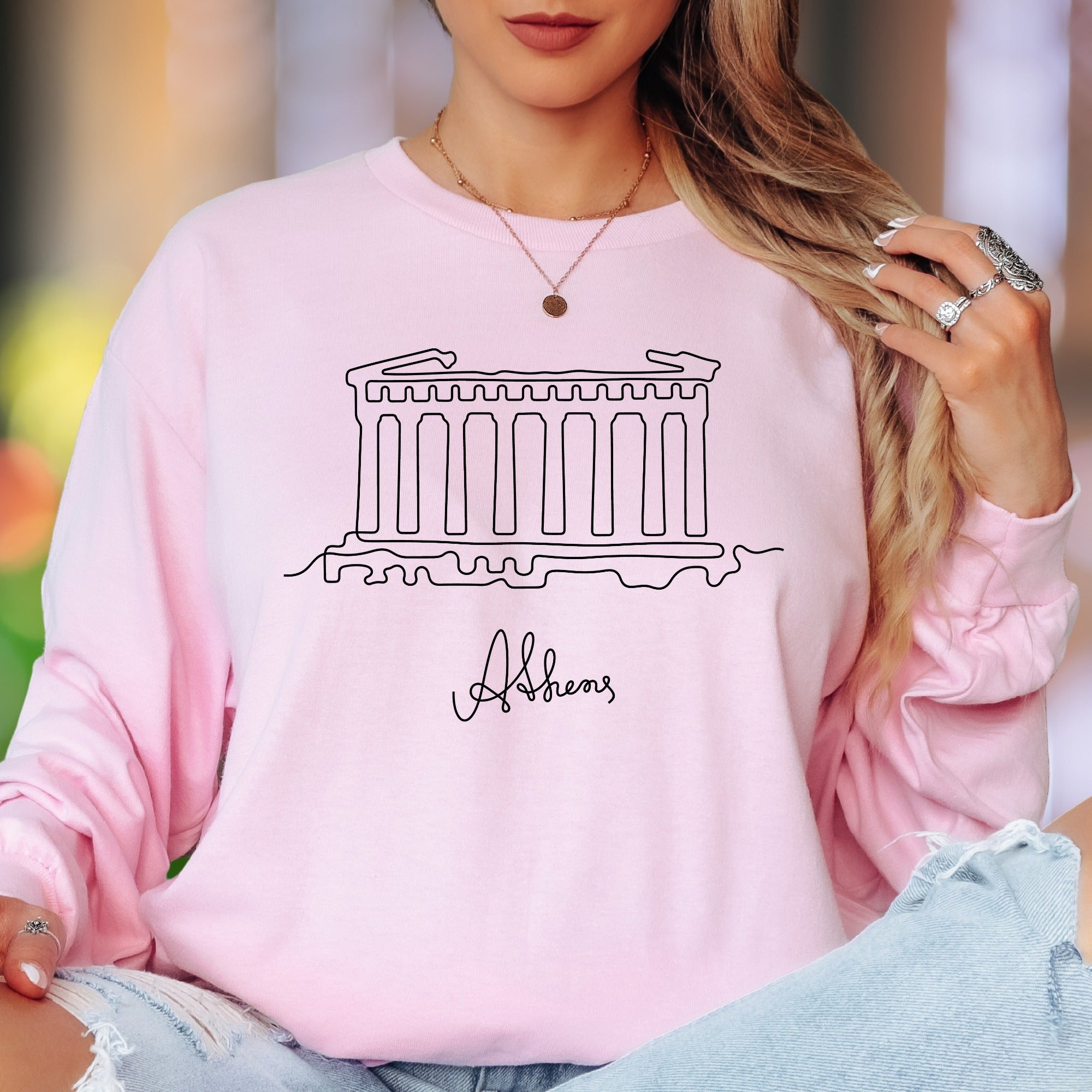 "Athens" | Minimal Architecture Unisex Adult Long Sleeve T-Shirt | Travel Lifestyle