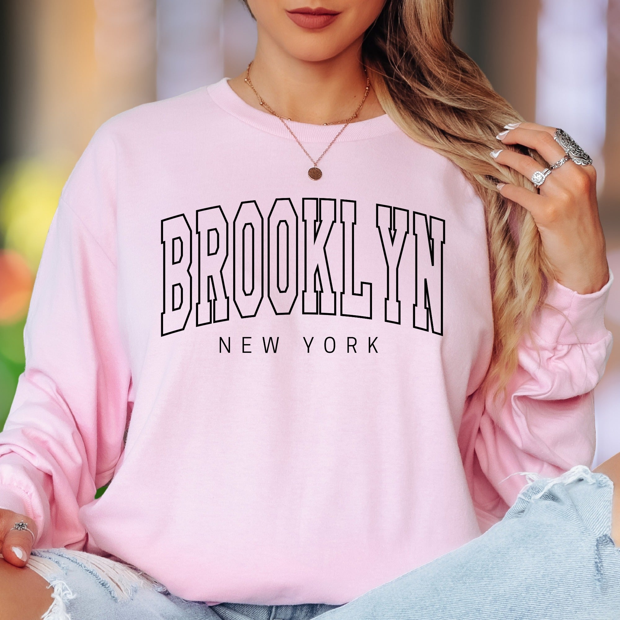 "BROOKLYN NEW YORK" | Modern Typography Unisex Adult Long Sleeve T-Shirt | City Lifestyle