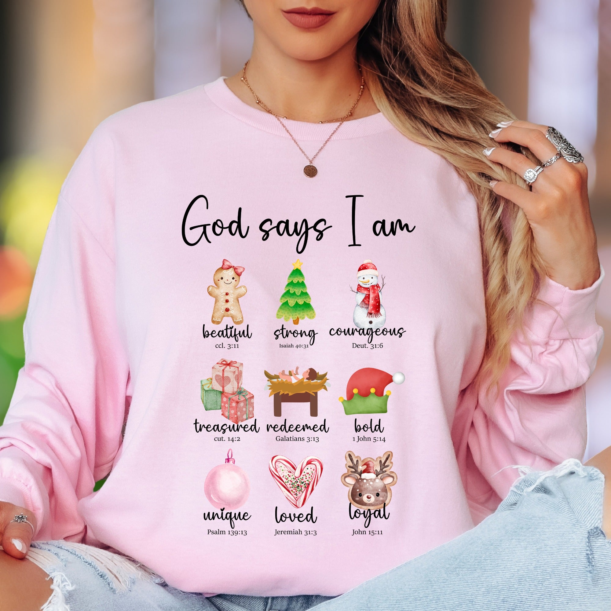 "God Says I Am" | Christmas Affirmations Unisex Adult Long Sleeve T-Shirt | Faith-Inspired Lifestyle