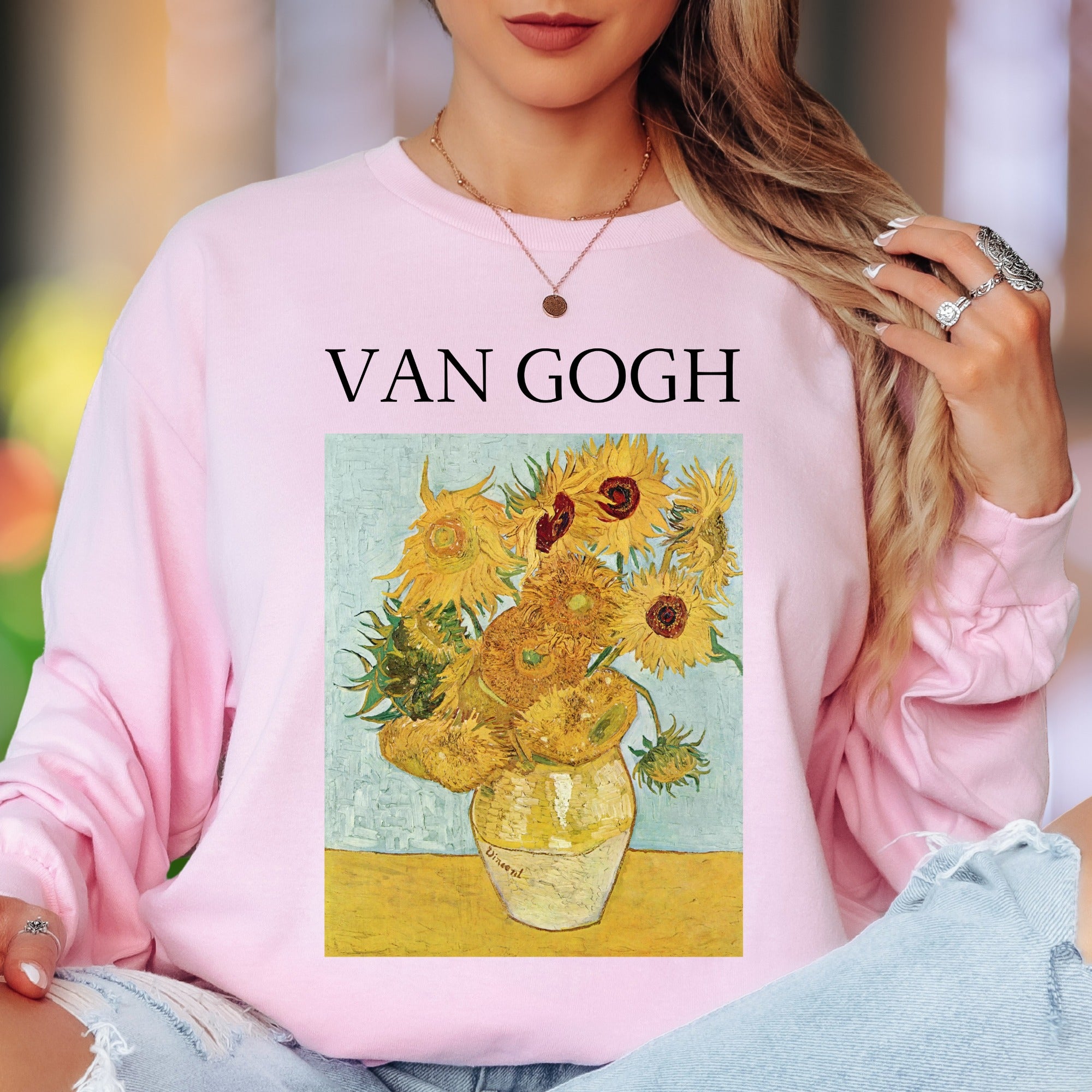 "Van Gogh Sunflowers" | Artistic Vintage Unisex Adult Long Sleeve T-Shirt | Art Lover Apparel