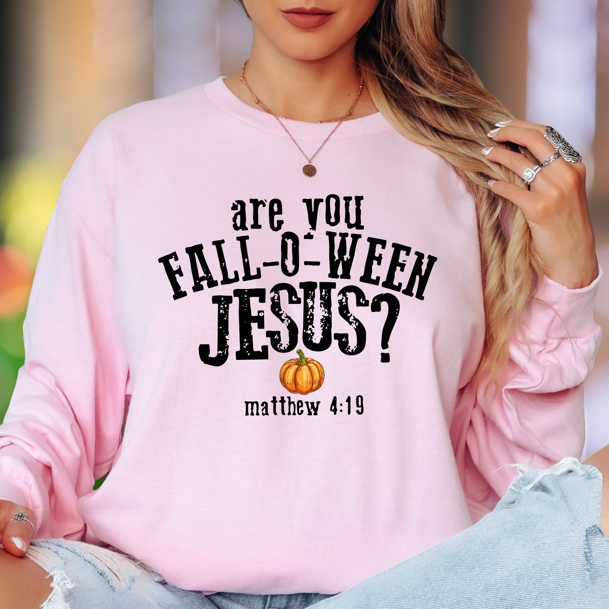 "Are You Fall-O-Ween Jesus?" | Playful Typography Unisex Adult Long Sleeve T-Shirt | Faith-Inspired Fun