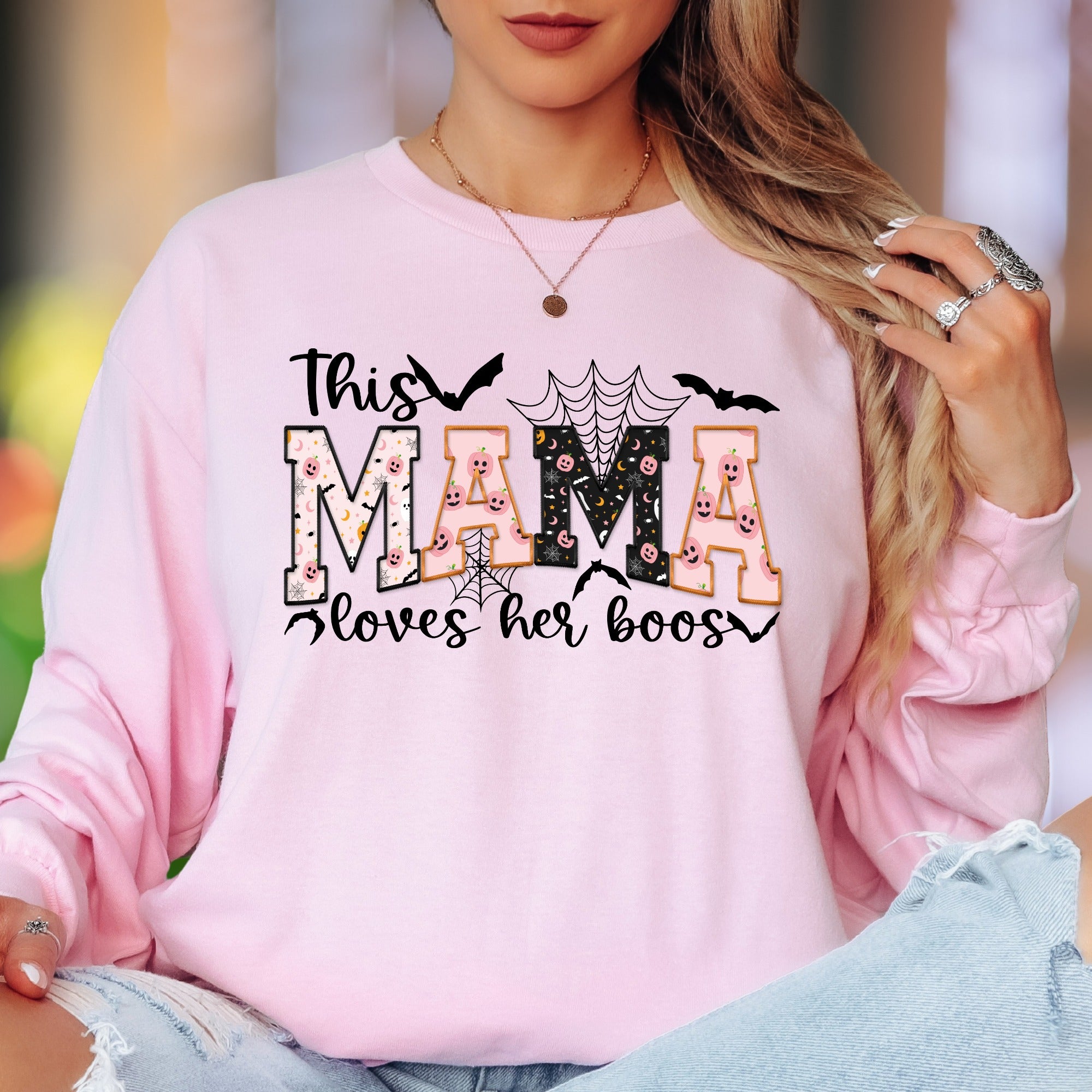 "This Mama Loves Her Boos" | Halloween Spooky Unisex Adult Long Sleeve T-Shirt | Festive Mommy Lifestyle