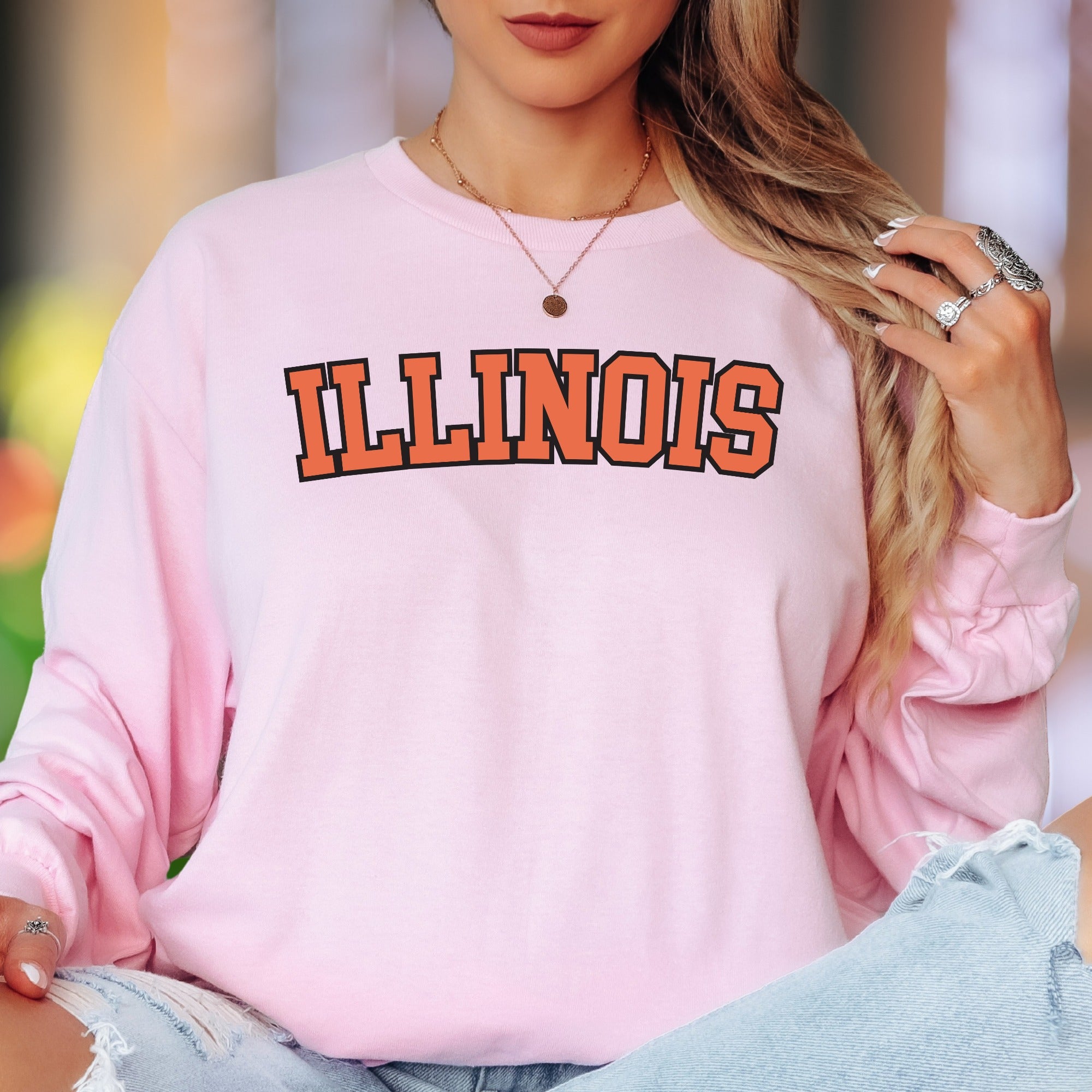 "ILLINOIS" | Collegiate Style Unisex Adult Long Sleeve T-Shirt | Classic Fanwear