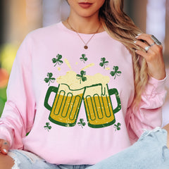 St. Patrick's Day Cheers | Distressed Graphic Unisex Adult Long Sleeve T-Shirt | Festive Lifestyle