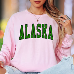 "ALASKA" | Varsity Typography Unisex Adult Long Sleeve T-Shirt | State Pride Lifestyle