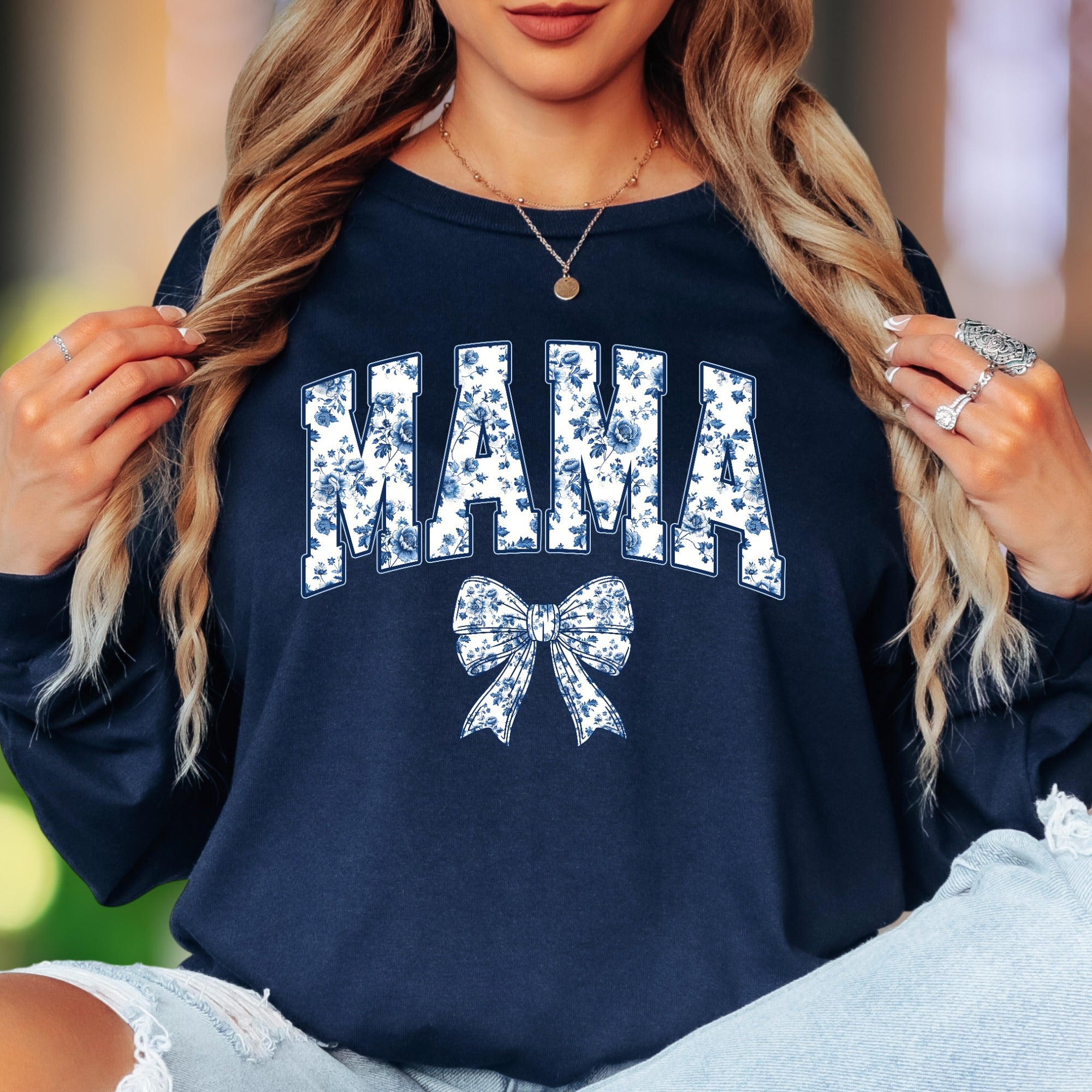 "MAMA" | Vintage Floral Unisex Adult Long Sleeve T-Shirt | Motherhood Lifestyle