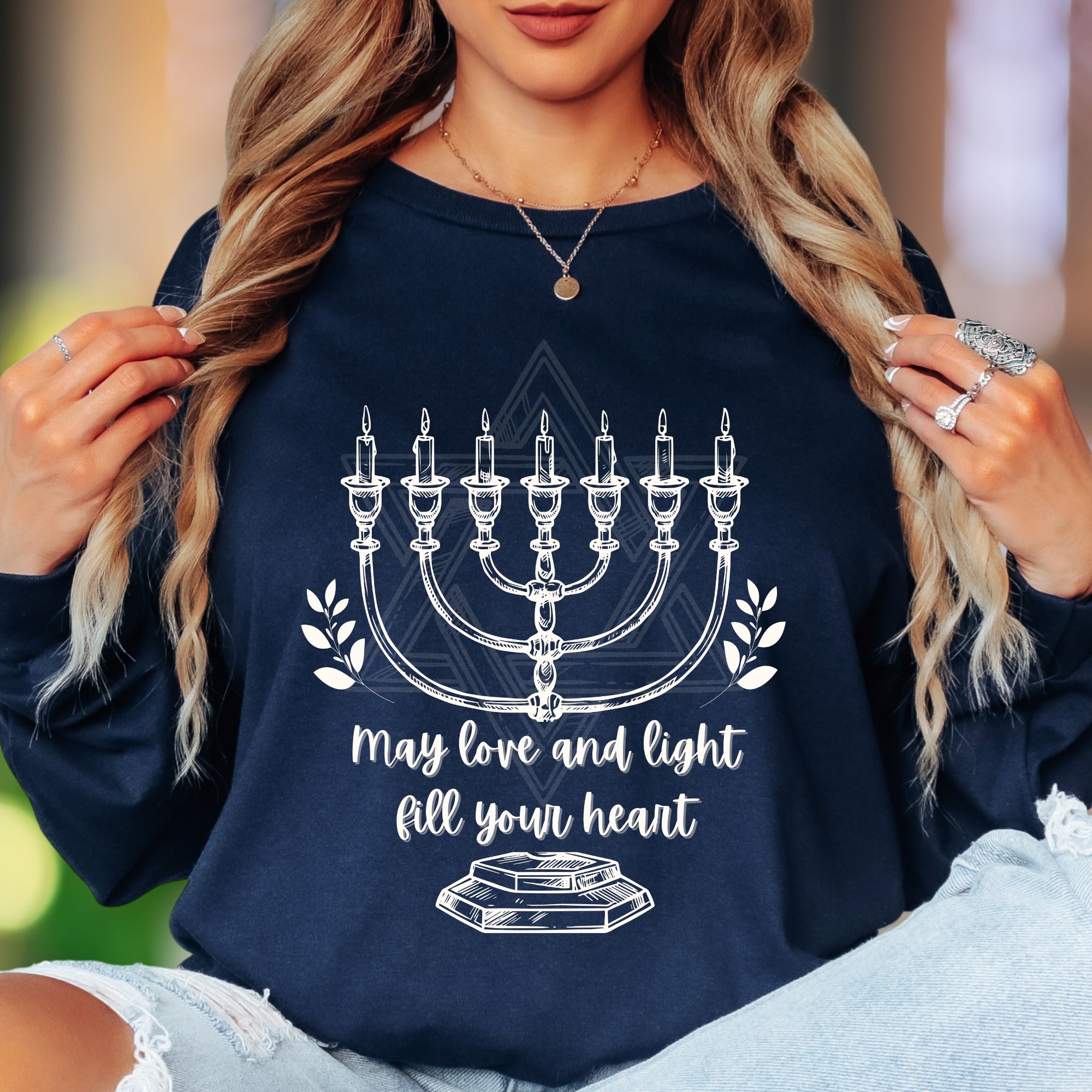 "May Love and Light Fill Your Heart" | Inspirational Illustration Unisex Adult Long Sleeve T-Shirt | Heartfelt Gifting