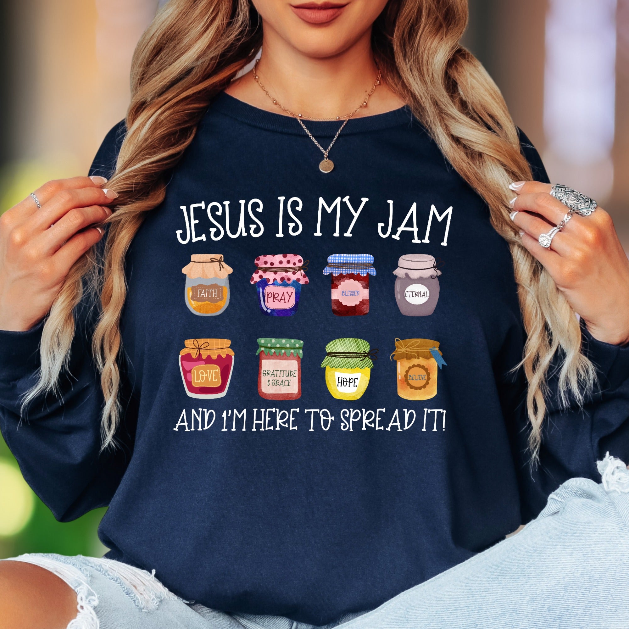 "Jesus Is My Jam" | Faith-Inspired Typography Unisex Adult Long Sleeve T-Shirt | Christian Lifestyle