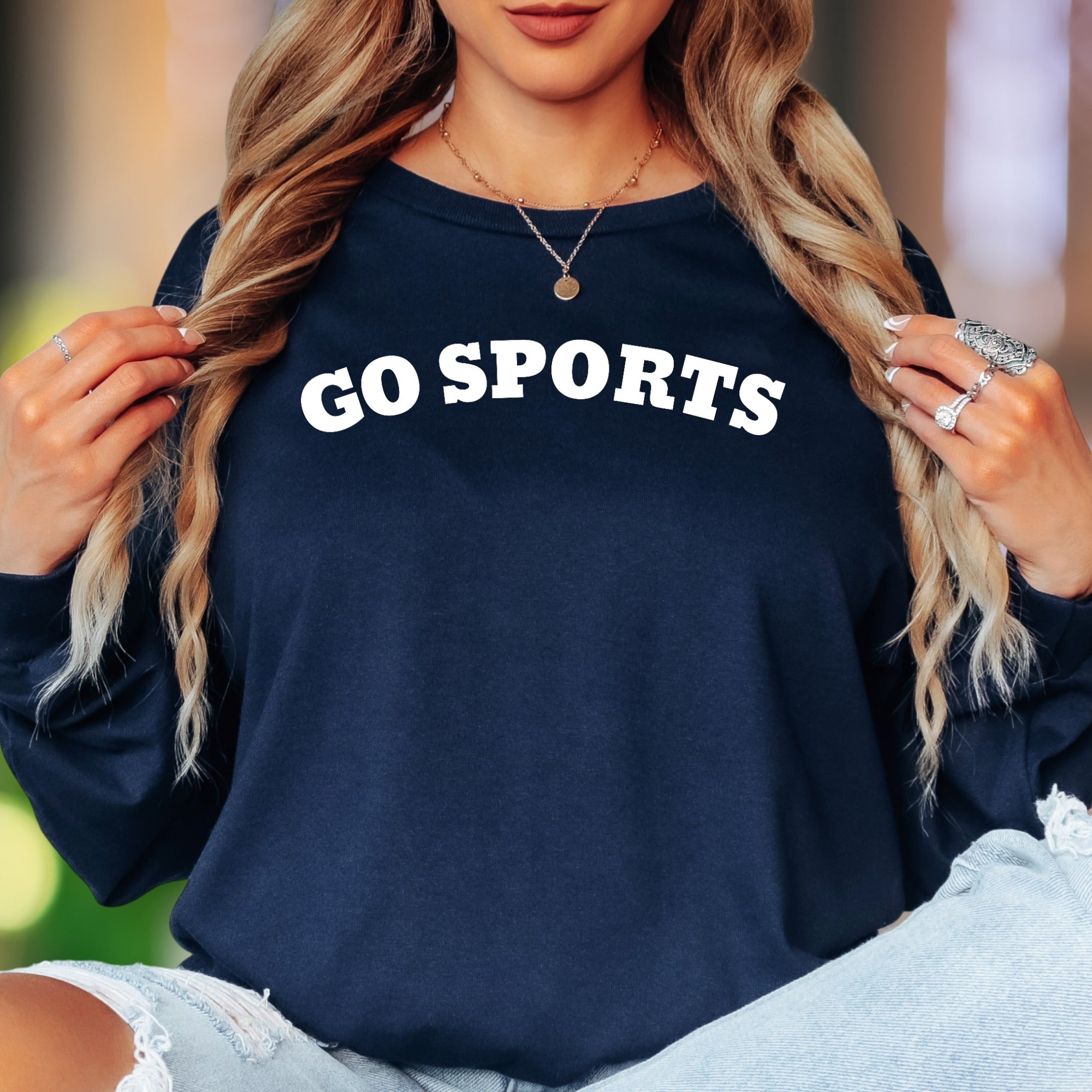 "GO SPORTS" | Bold Typography Unisex Adult Long Sleeve T-Shirt | Humorous Lifestyle