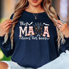 "This Mama Loves Her Boos" | Halloween Spooky Unisex Adult Long Sleeve T-Shirt | Festive Mommy Lifestyle