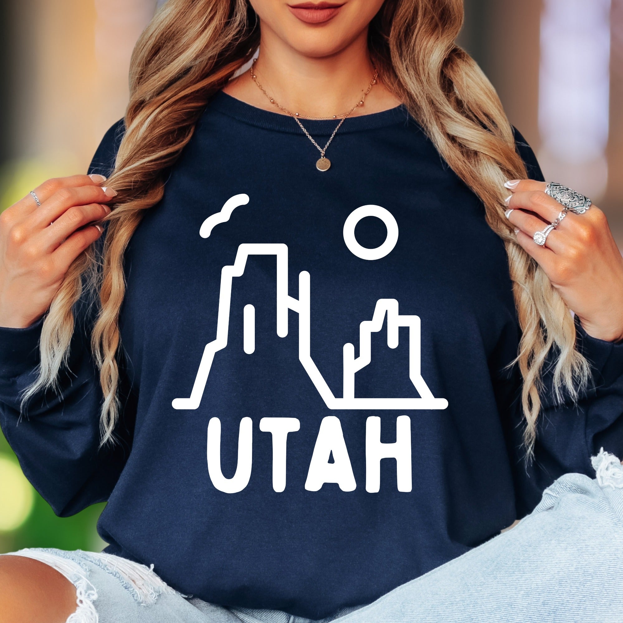 "Utah Scenic" | Minimal Nature Unisex Adult Long Sleeve T-Shirt | Outdoor Enthusiast