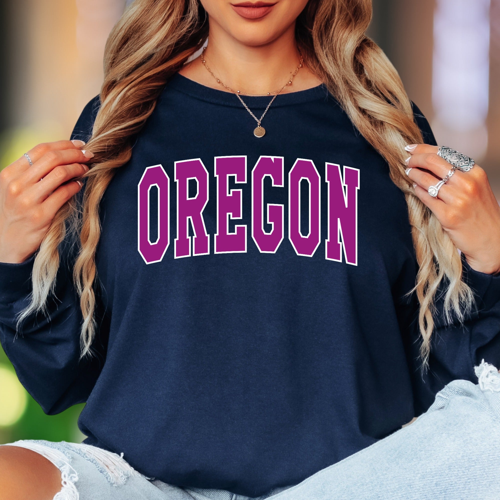 "OREGON" | Bold Typography Unisex Adult Long Sleeve T-Shirt | Regional Pride Apparel