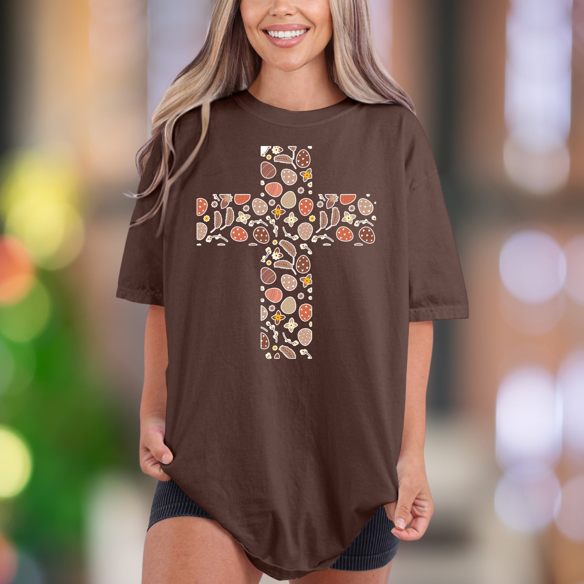 Boho Floral Cross | Comfort Colors Unisex Adult T-Shirt | Rustic Inspirational Style