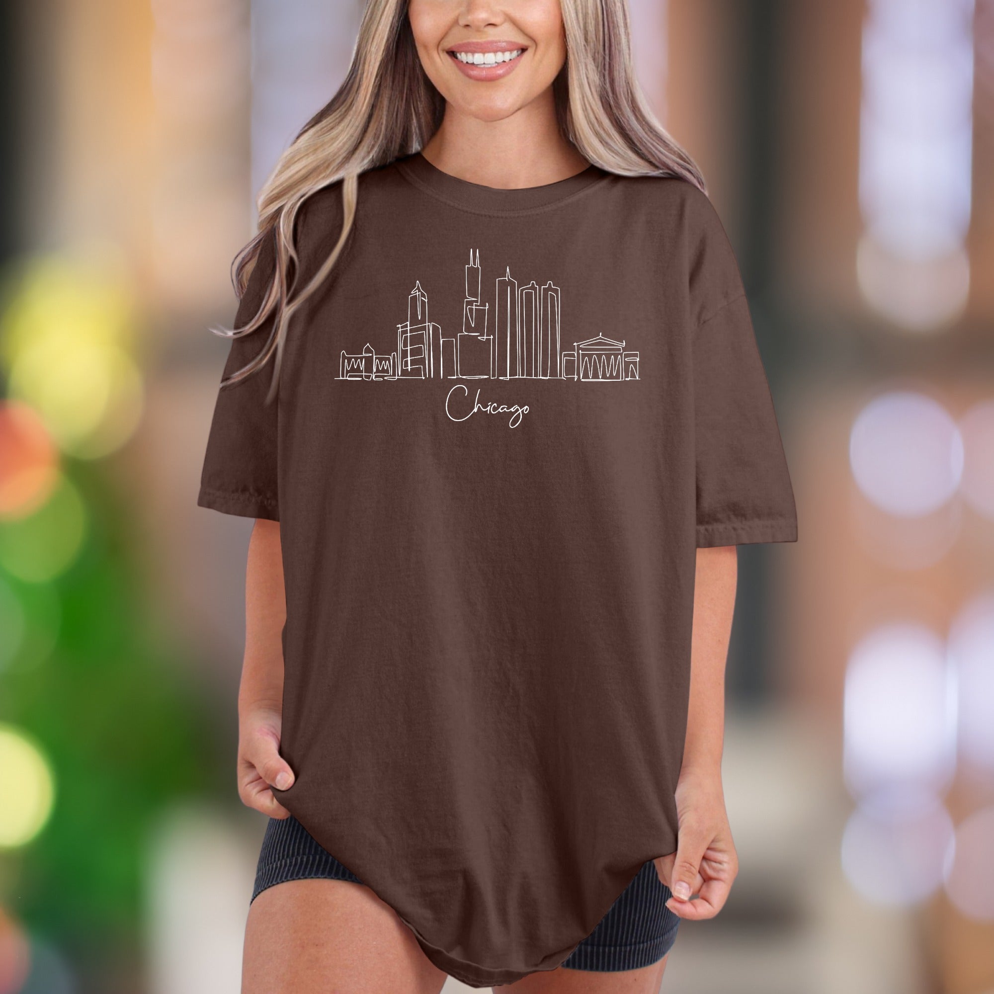 Chicago Cityscape Sketch | Comfort Colors Unisex Adult T-Shirt | Minimal Urban Lifestyle