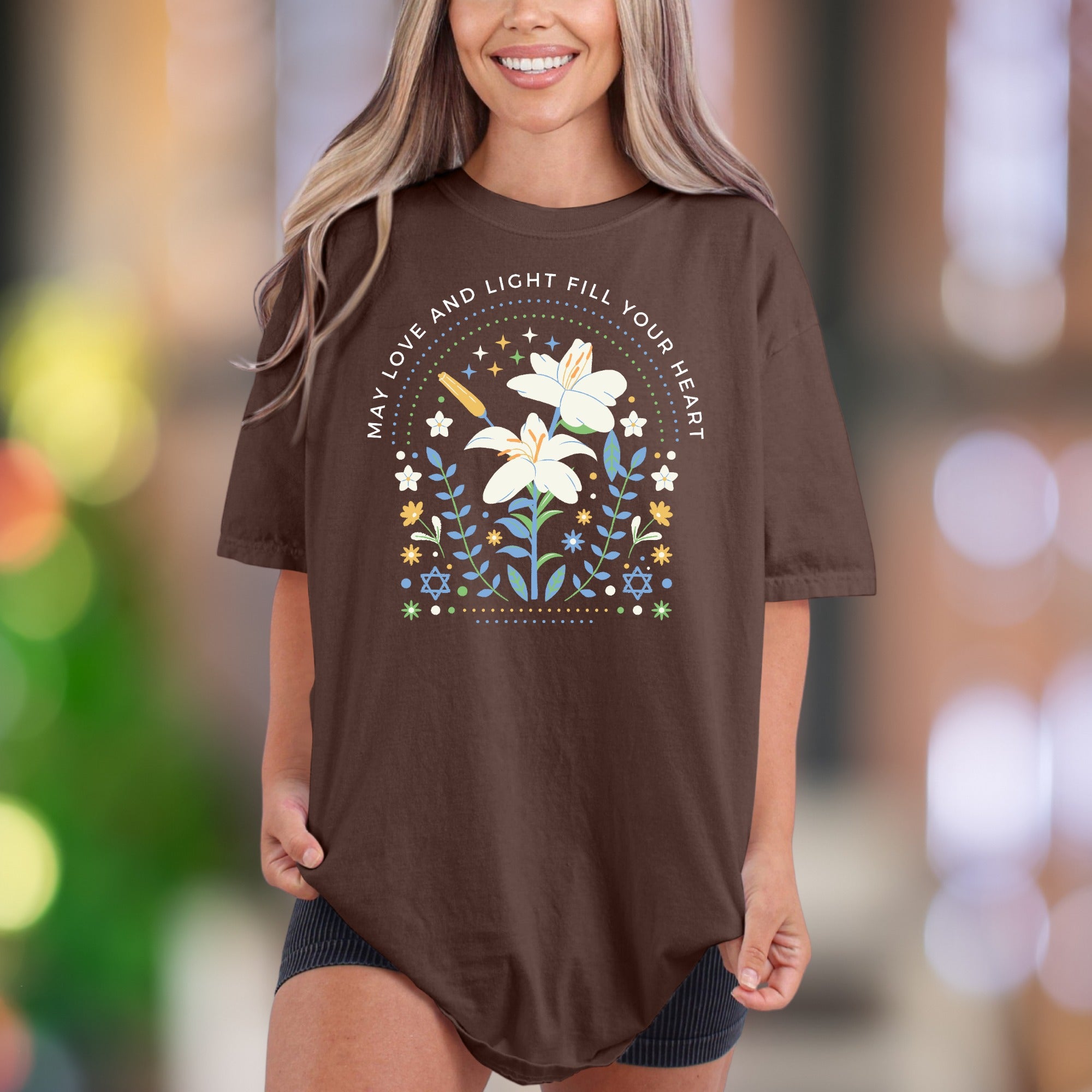 "May Love And Light Fill Your Heart" | Comfort Colors Unisex Adult T-Shirt | Uplifting Floral Design