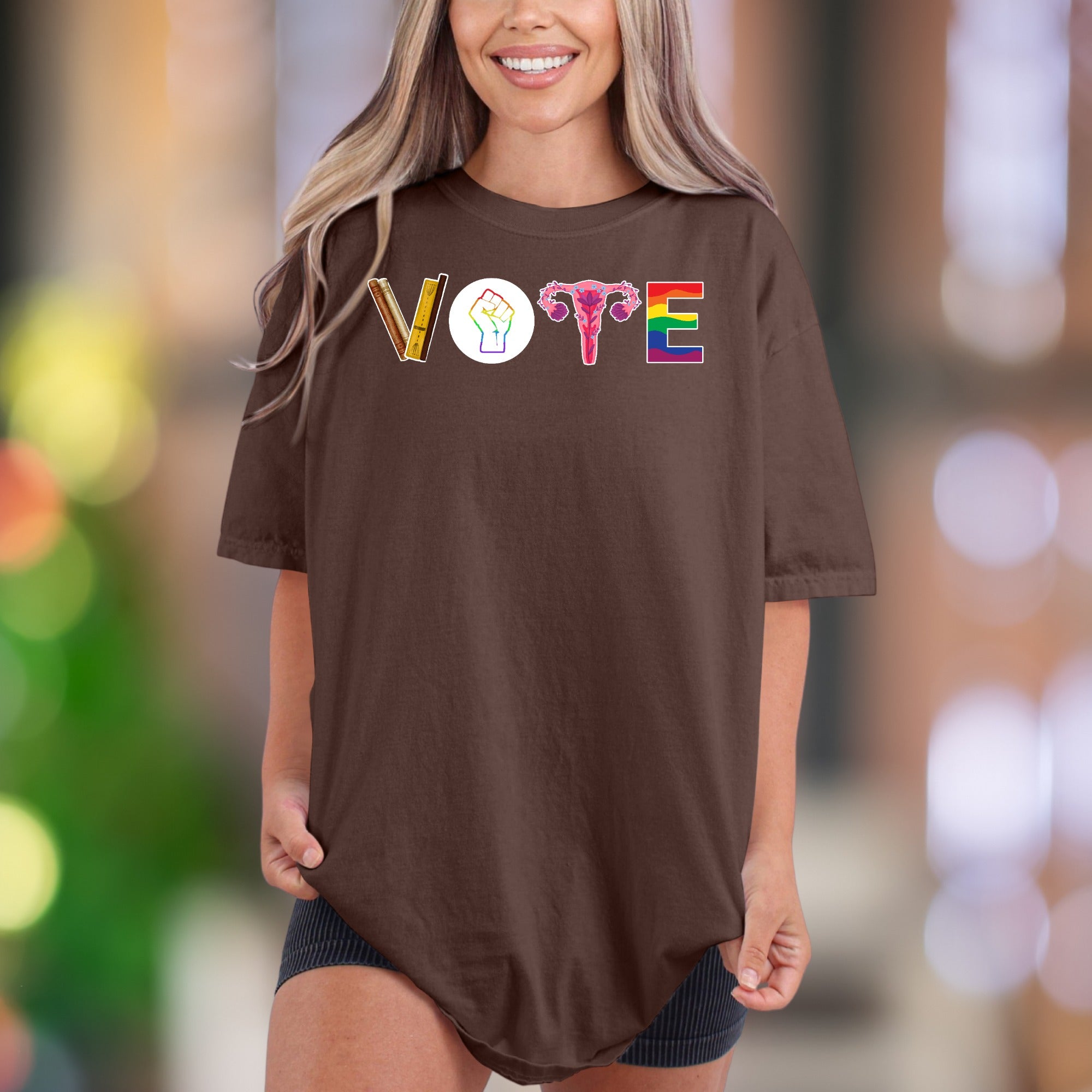 "VOTE" | Comfort Colors Unisex Adult T-Shirt | Empowering Rainbow Graphic Tee