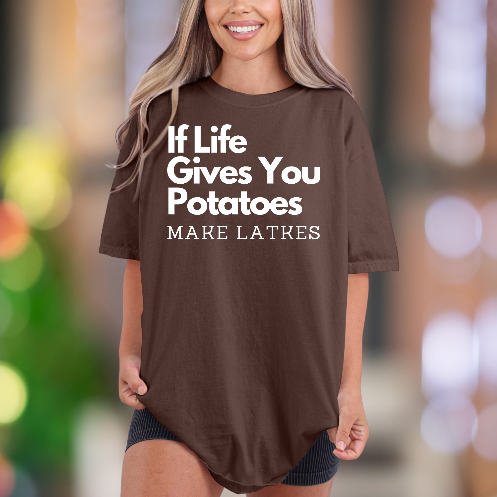 "If Life Gives You Potatoes Make Latkes" | Comfort Colors Unisex Adult T-Shirt | Funny Foodie Personality Tee