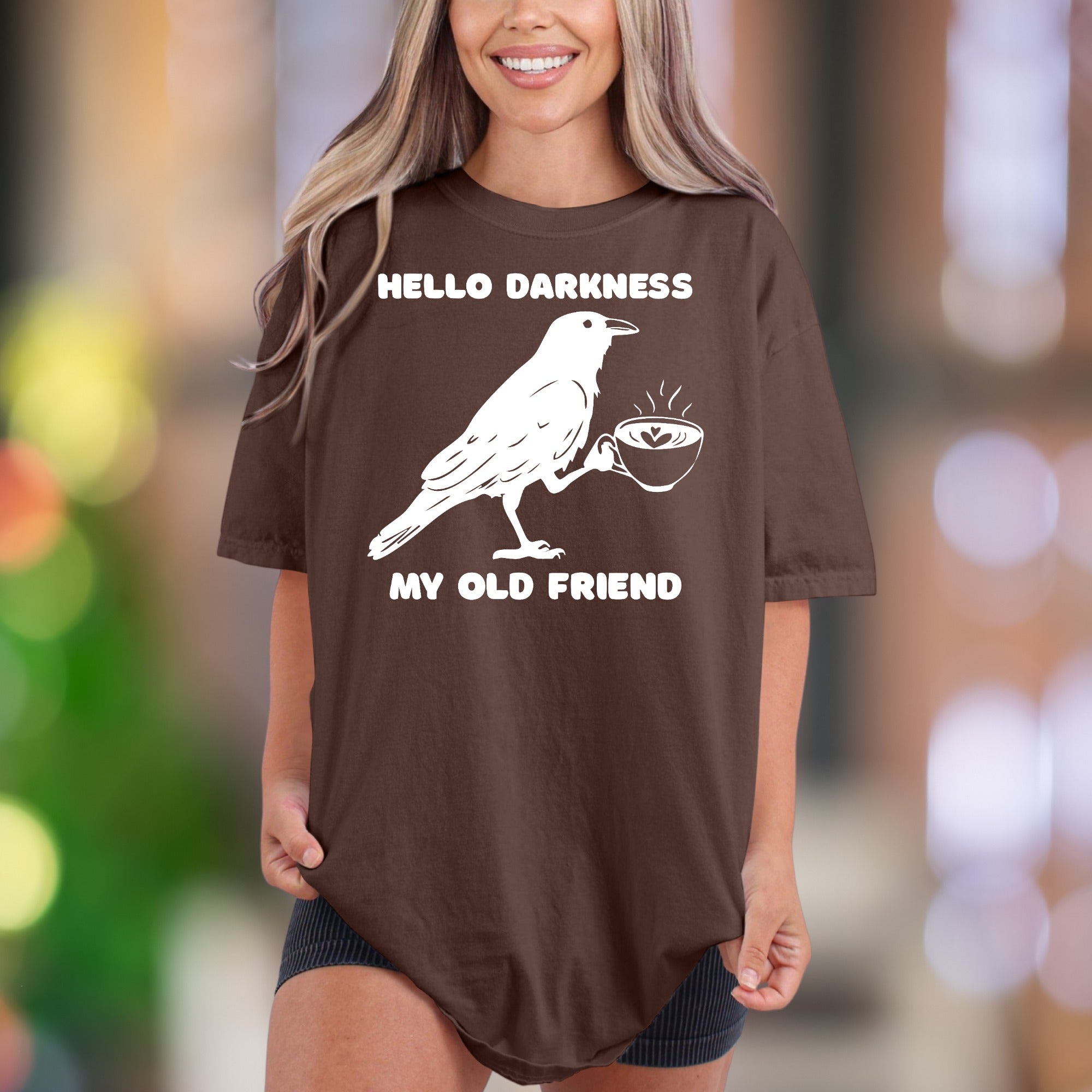 "Hello Darkness My Old Friend" | Comfort Colors Unisex Adult T-Shirt | Sarcastic Coffee Lover Tee