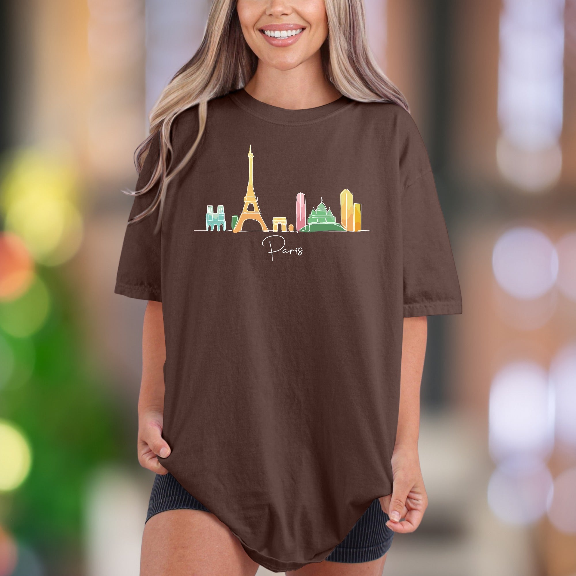 Paris Cityscape Skyline | Comfort Colors Unisex Adult T-Shirt | Travel Lover Gift