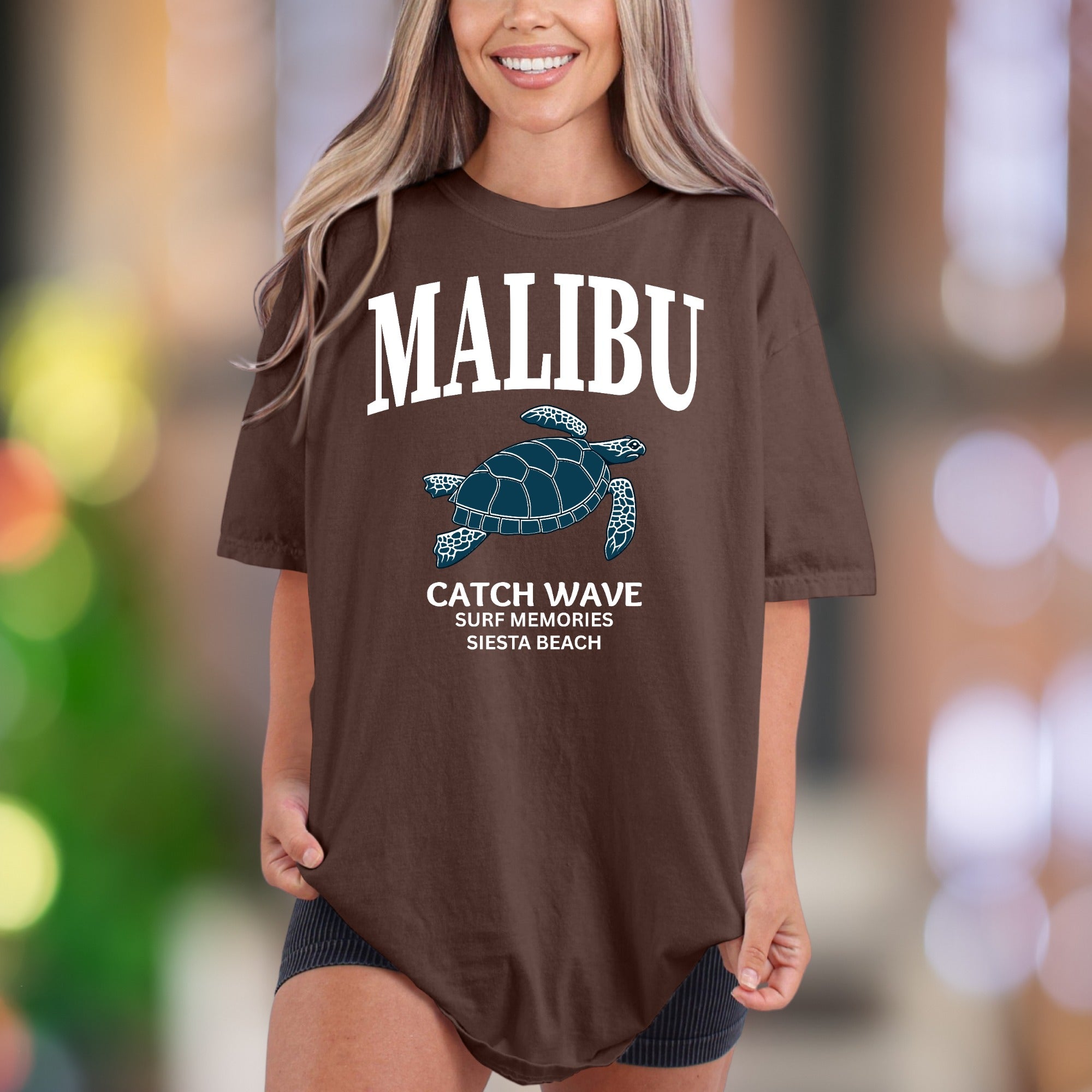 "MALIBU Catch Wave Surf Memories" | Comfort Colors Unisex Adult T-Shirt | Coastal Lifestyle