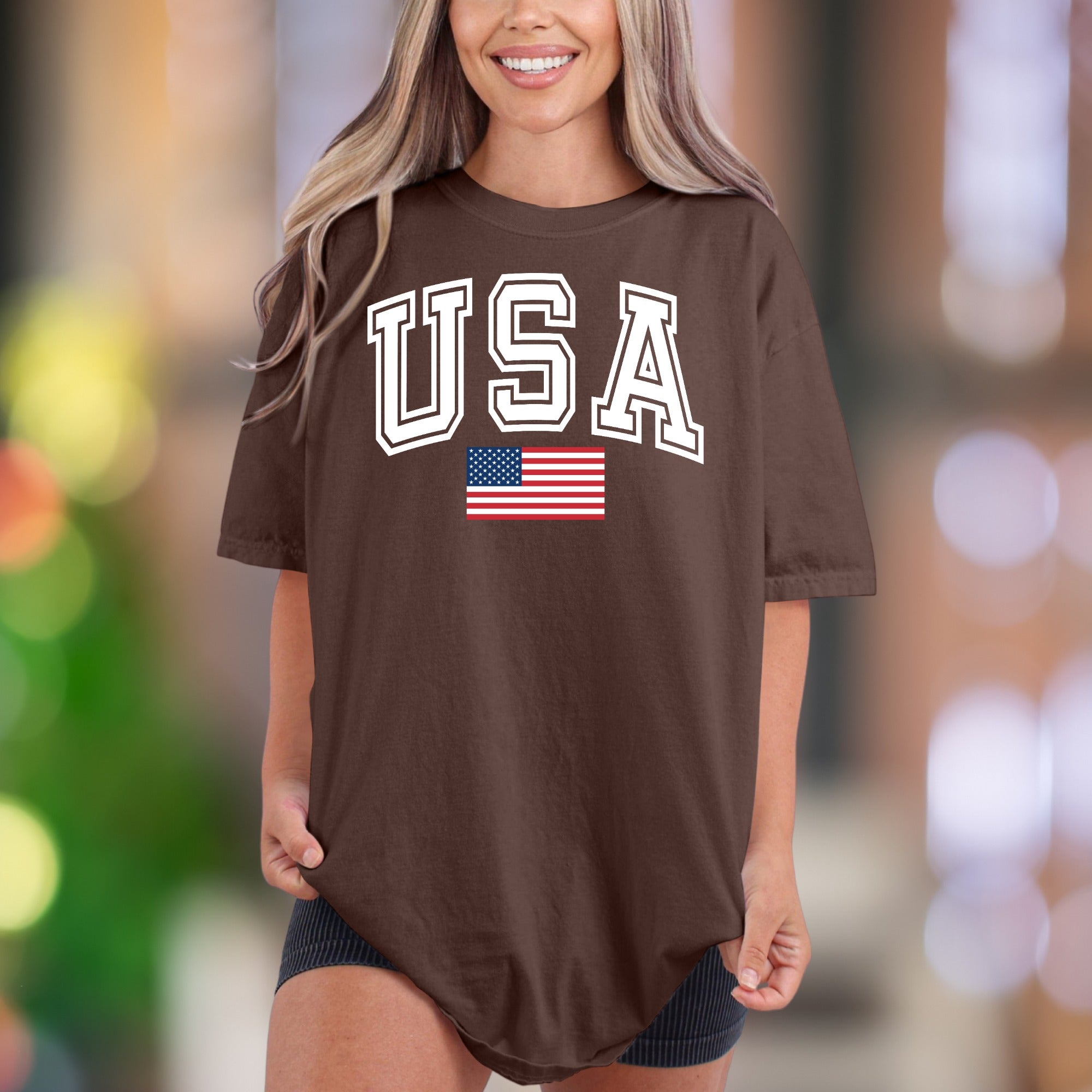 "USA" | Comfort Colors Unisex Adult T-Shirt | Patriotic American Flag Style