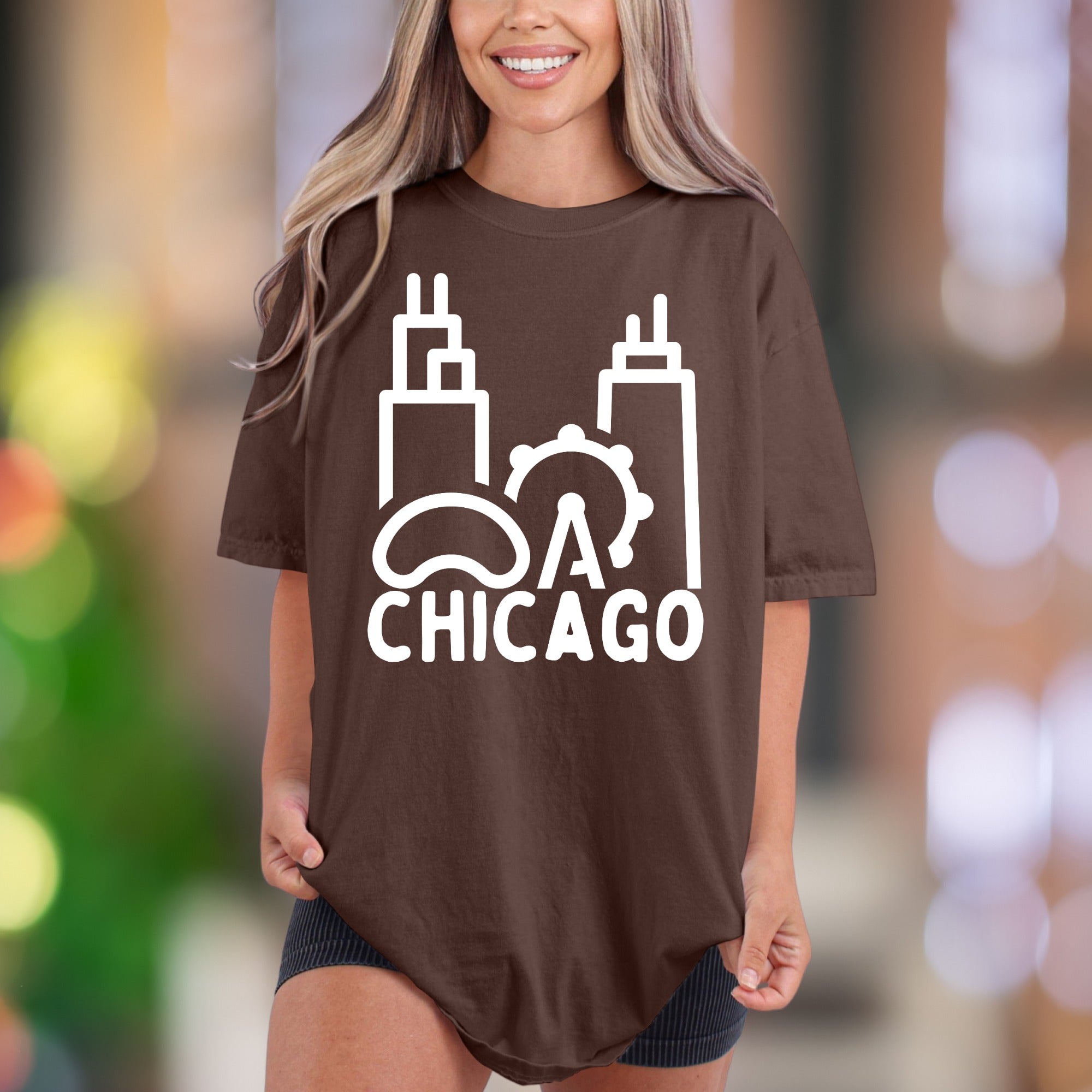 “CHICAGO” Skyline | Comfort Colors Unisex Adult T-Shirt | Minimalist City Pride
