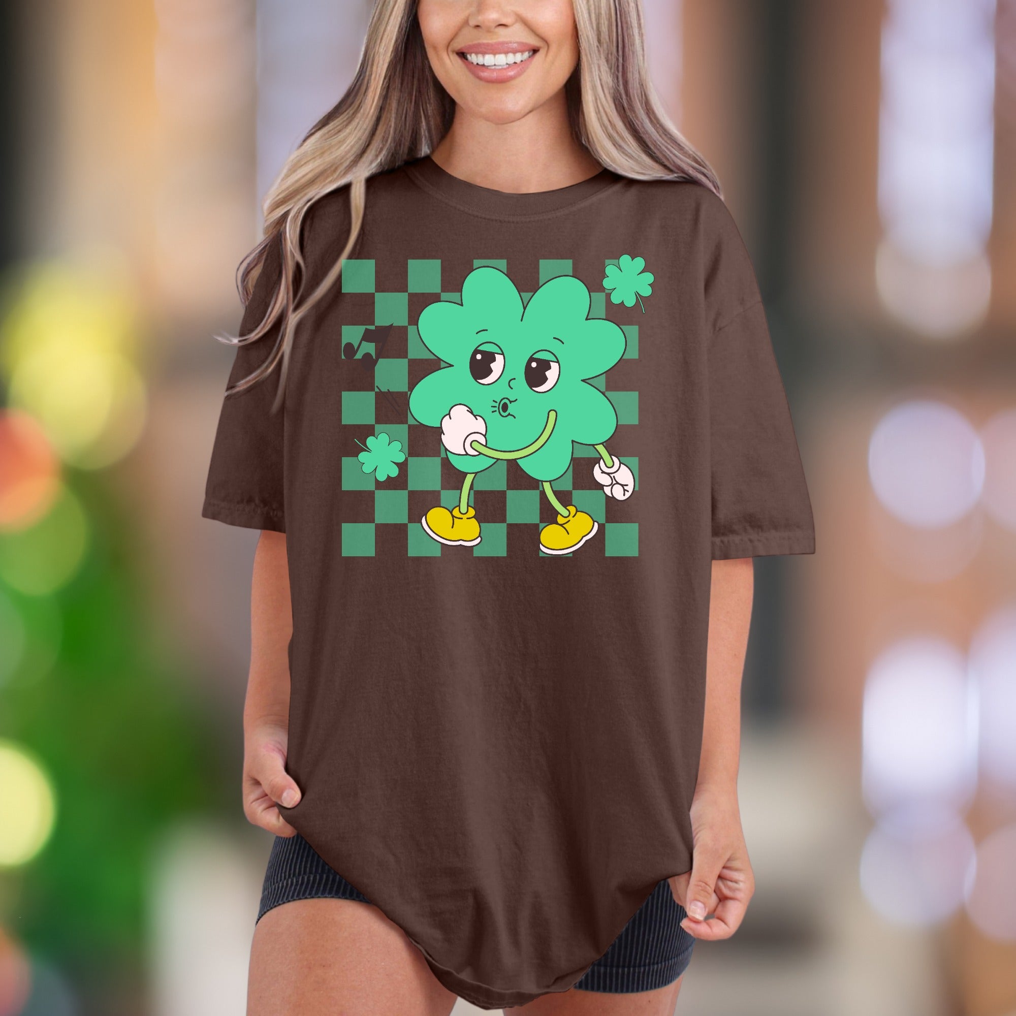 Shamrock Groovin' Retro Character | Comfort Colors Unisex Adult T-Shirt | Funny Vintage Vibe