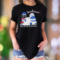 "Santorini" | Illustrated Graphic Unisex Adult T-Shirt | Travel & Wanderlust