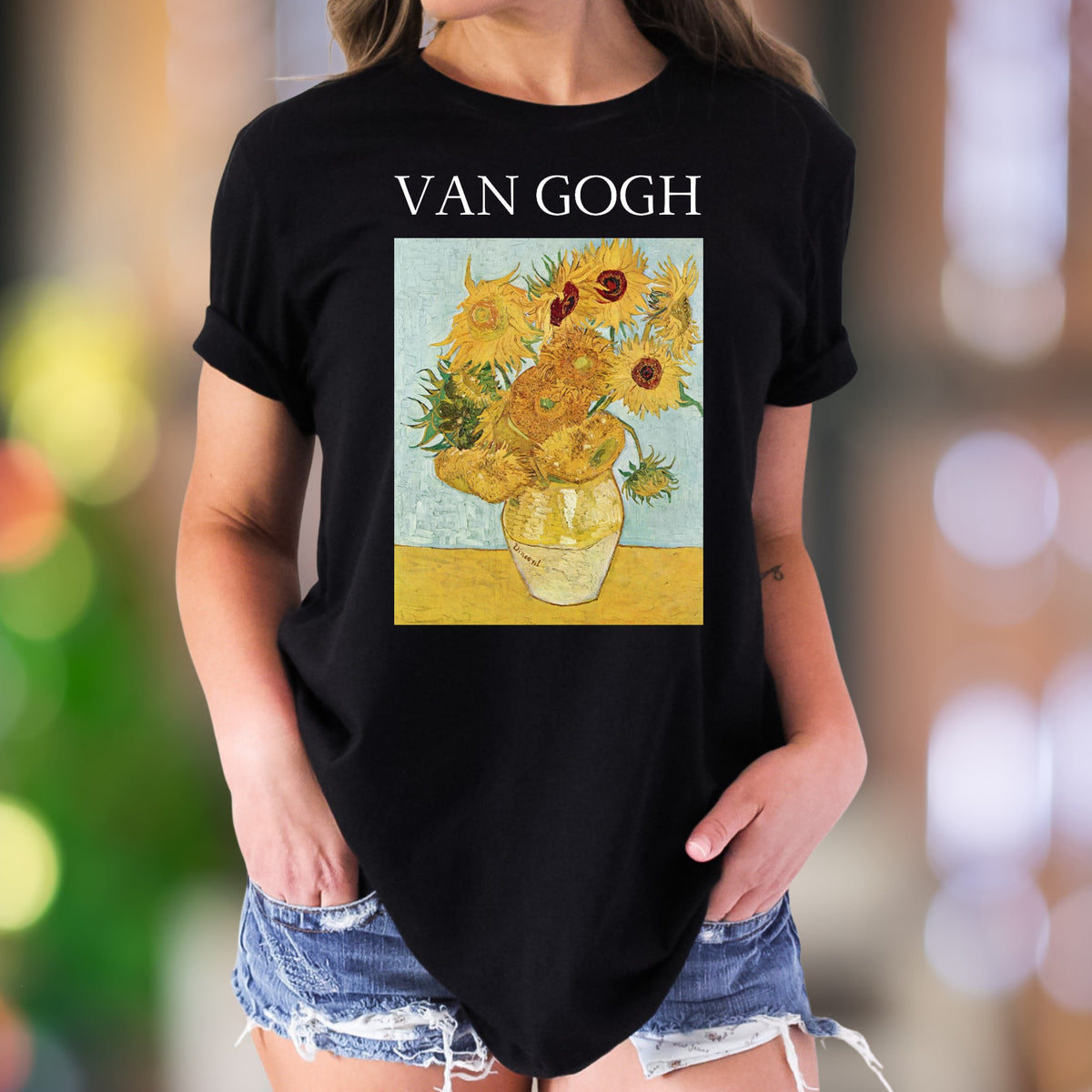 "VAN GOGH" Van Gogh Sunflowers Art Unisex Adult T-Shirt | Artistic Expression