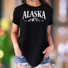"ALASKA est 1959" | Retro Mountain Graphic Unisex Adult T-Shirt | Nature Explorer Lifestyle