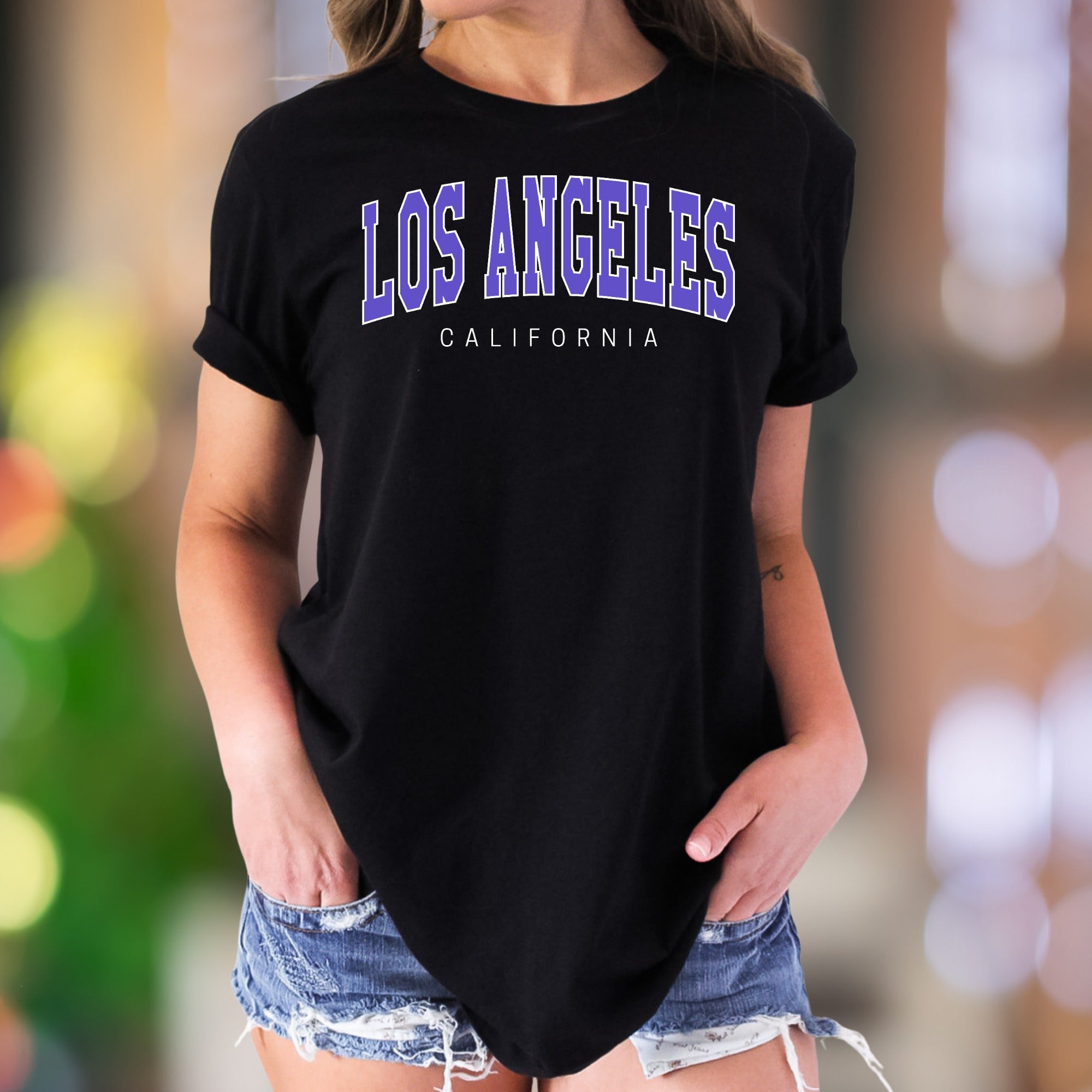 "Los Angeles California" | Arch Text Streetwear Unisex Adult T-Shirt | City Lifestyle