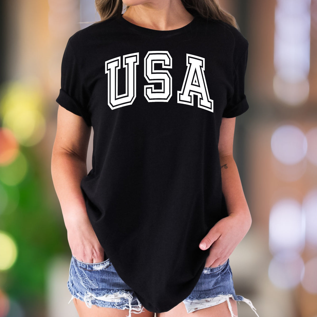 "USA" | Varsity Typography Unisex Adult T-Shirt | Patriotic Lifestyle