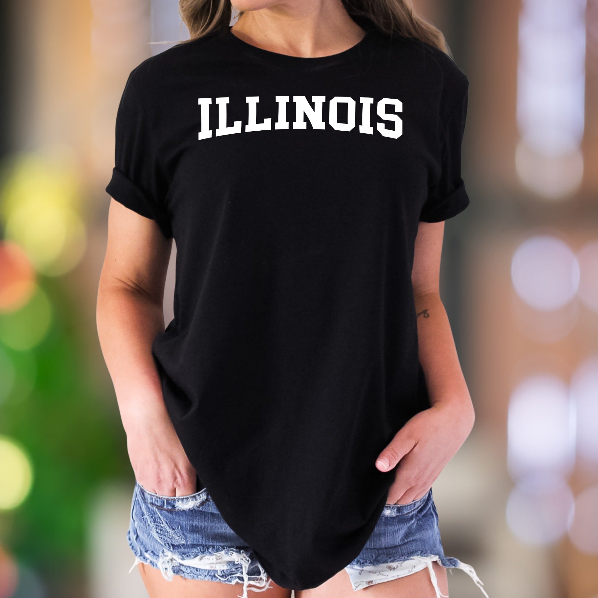 "ILLINOIS" | Bold Typography Unisex Adult T-Shirt | State Pride Lifestyle