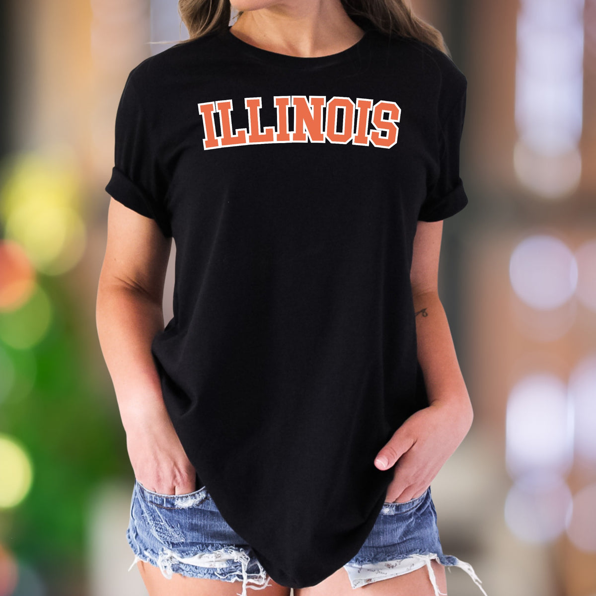 "ILLINOIS" | Collegiate Bold Typography Unisex Adult T-Shirt | Regional Pride Apparel