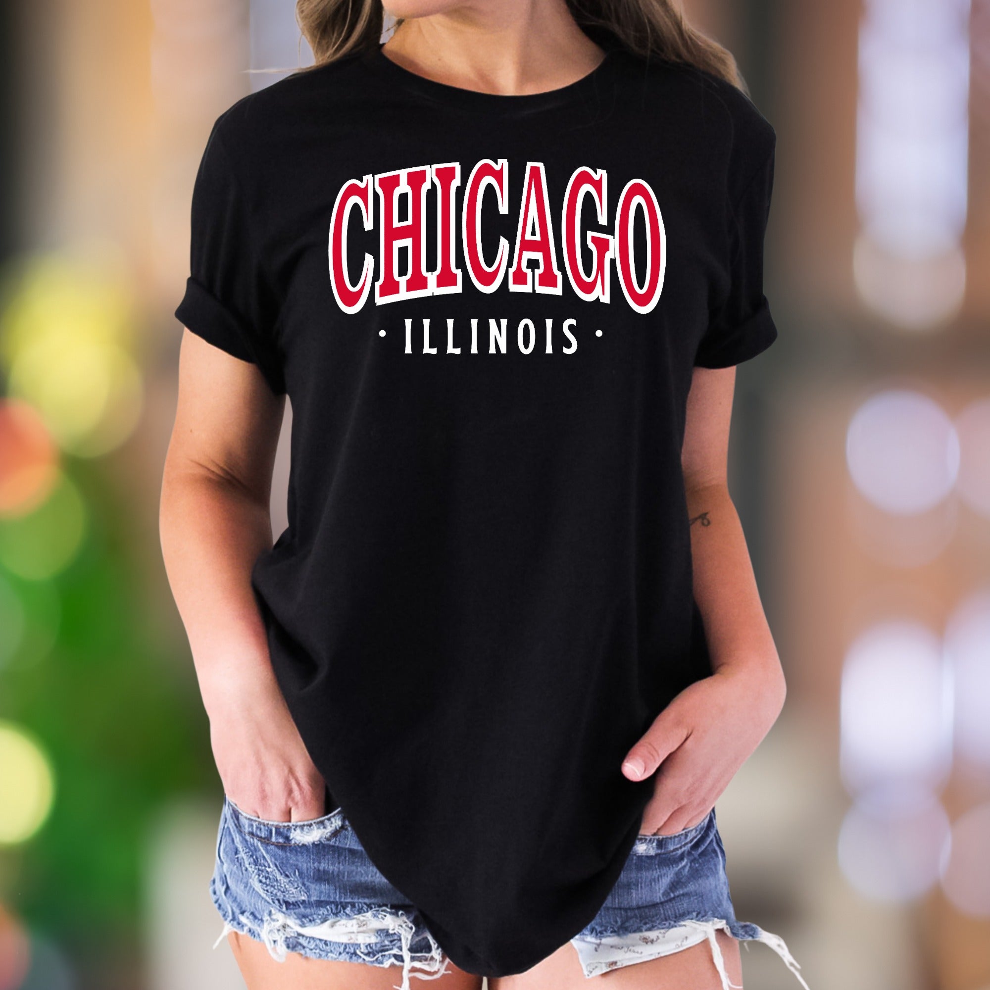 "CHICAGO ILLINOIS" | Bold City Typography Unisex Adult T-Shirt | Local Pride Apparel