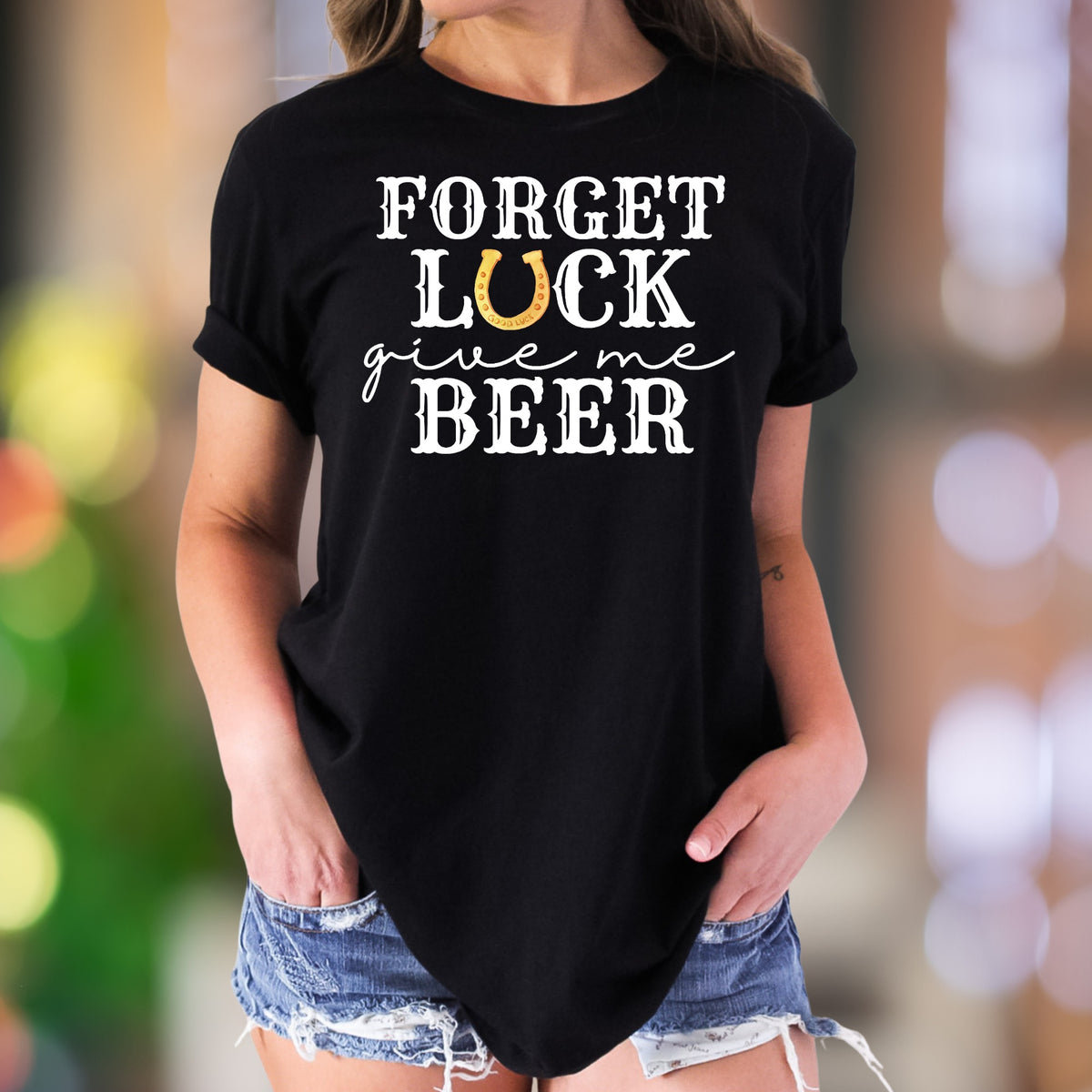 "Forget Luck Give Me Beer" | Funny Retro Unisex Adult T-Shirt | Celebration Lifestyle