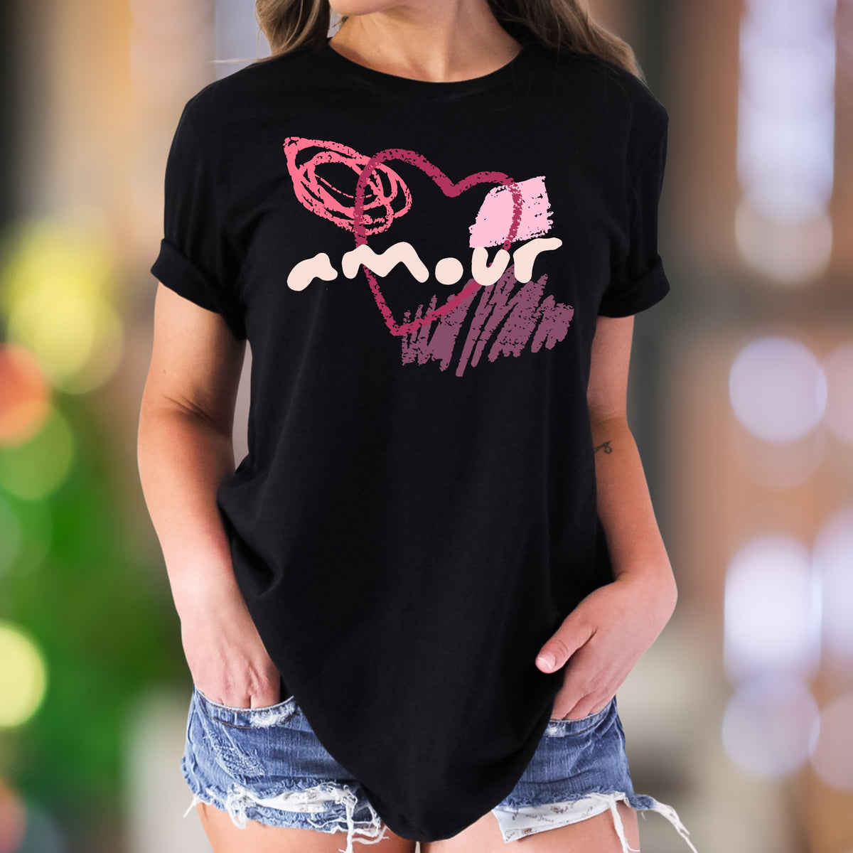 "Amour" | Abstract Heart Unisex Adult T-Shirt | Romantic Streetwear Aesthetic