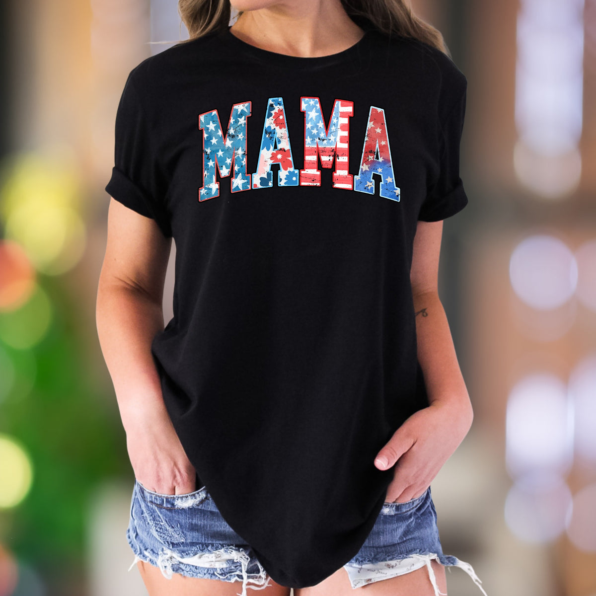 "MAMA" | Distressed Grunge Typography Unisex Adult T-Shirt | Patriotic Lifestyle
