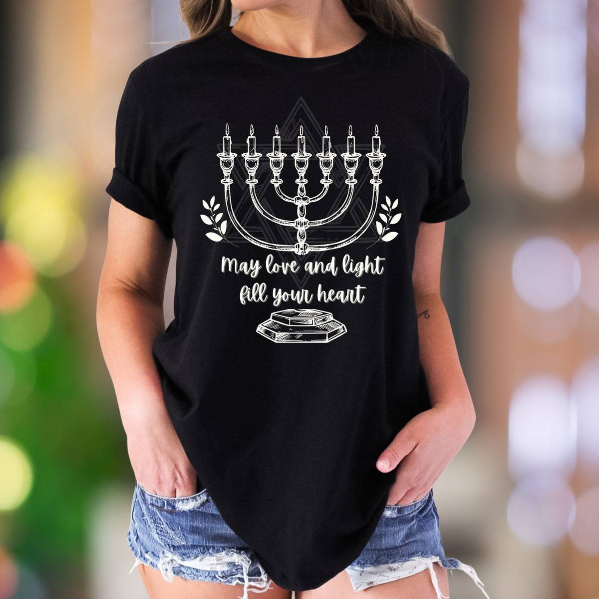 "May Love And Light Fill Your Heart" | Hand-Drawn Graphic Unisex Adult T-Shirt | Heartfelt Lifestyle