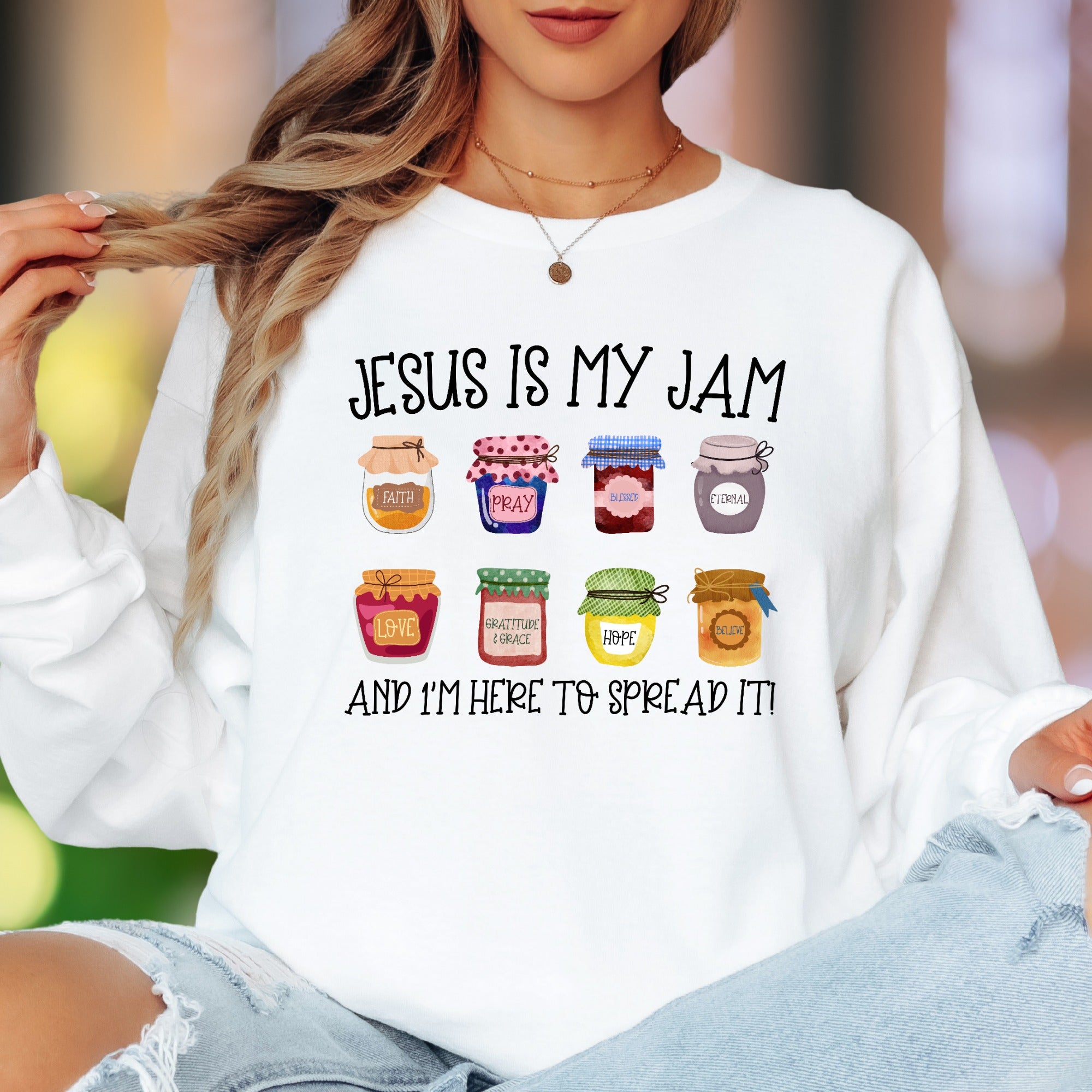 "Jesus Is My Jam" | Faith-Inspired Typography Unisex Adult Long Sleeve T-Shirt | Christian Lifestyle