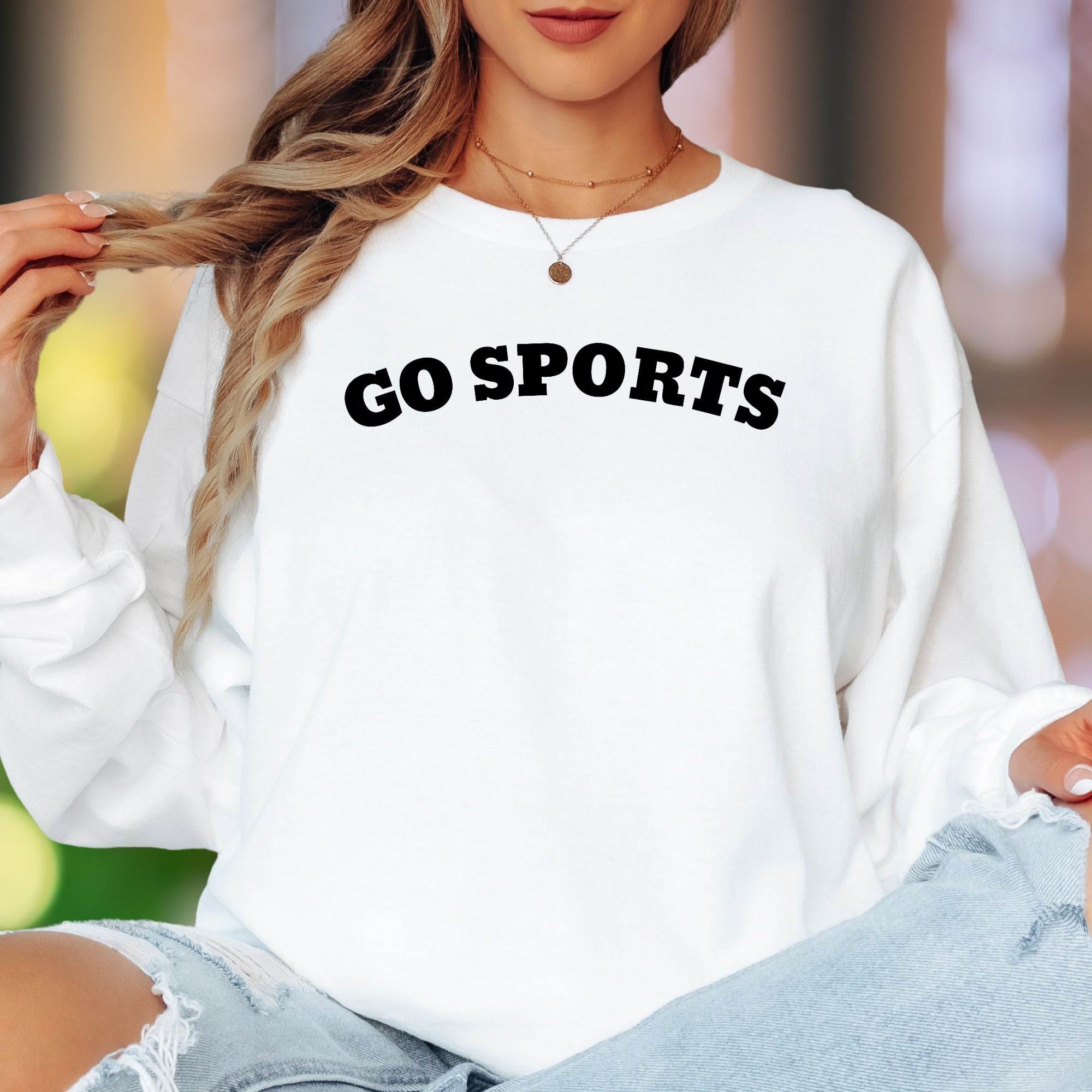 "GO SPORTS" | Bold Typography Unisex Adult Long Sleeve T-Shirt | Humorous Lifestyle