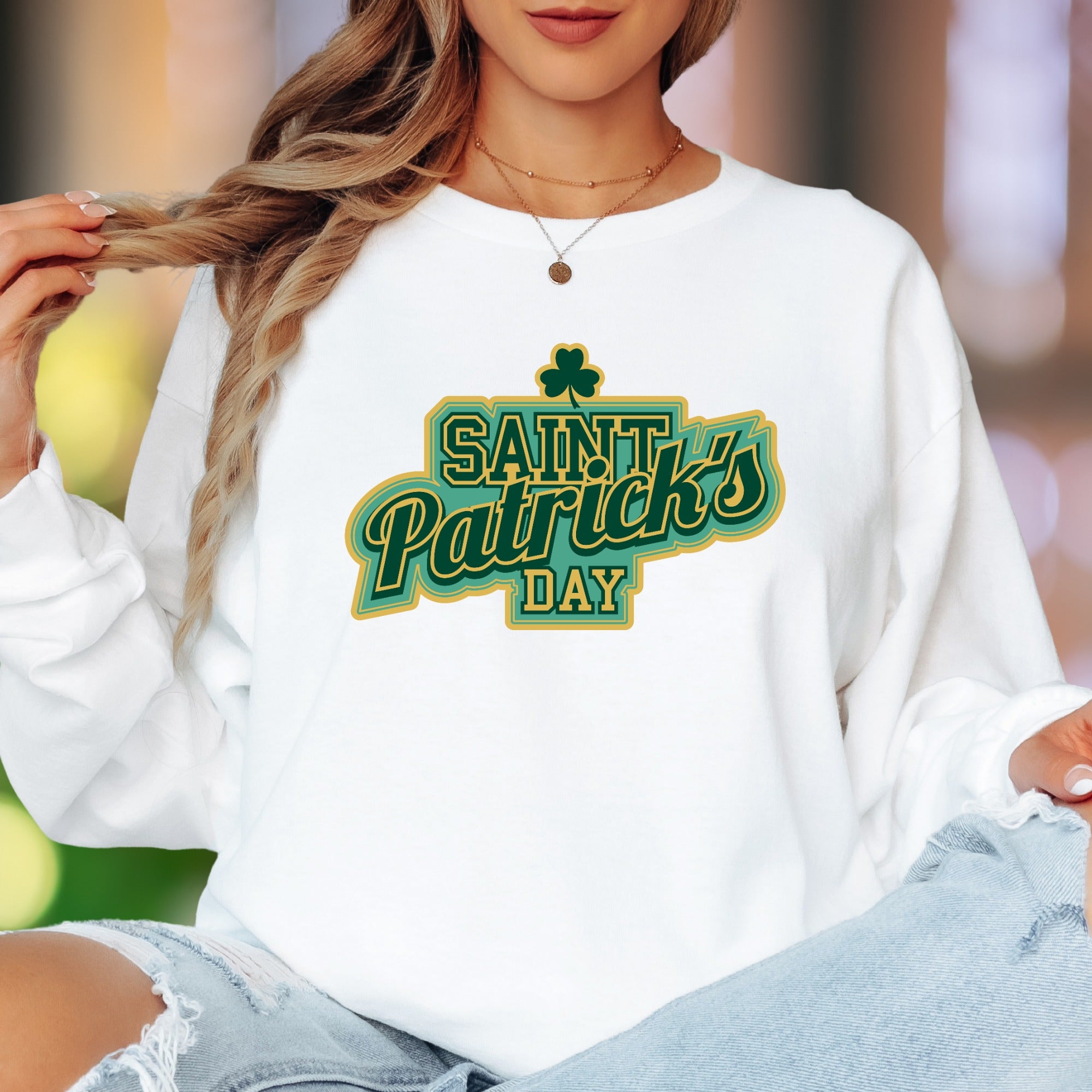 "Saint Patrick's Day" | Retro Typography Unisex Adult Long Sleeve T-Shirt | Festive Celebration