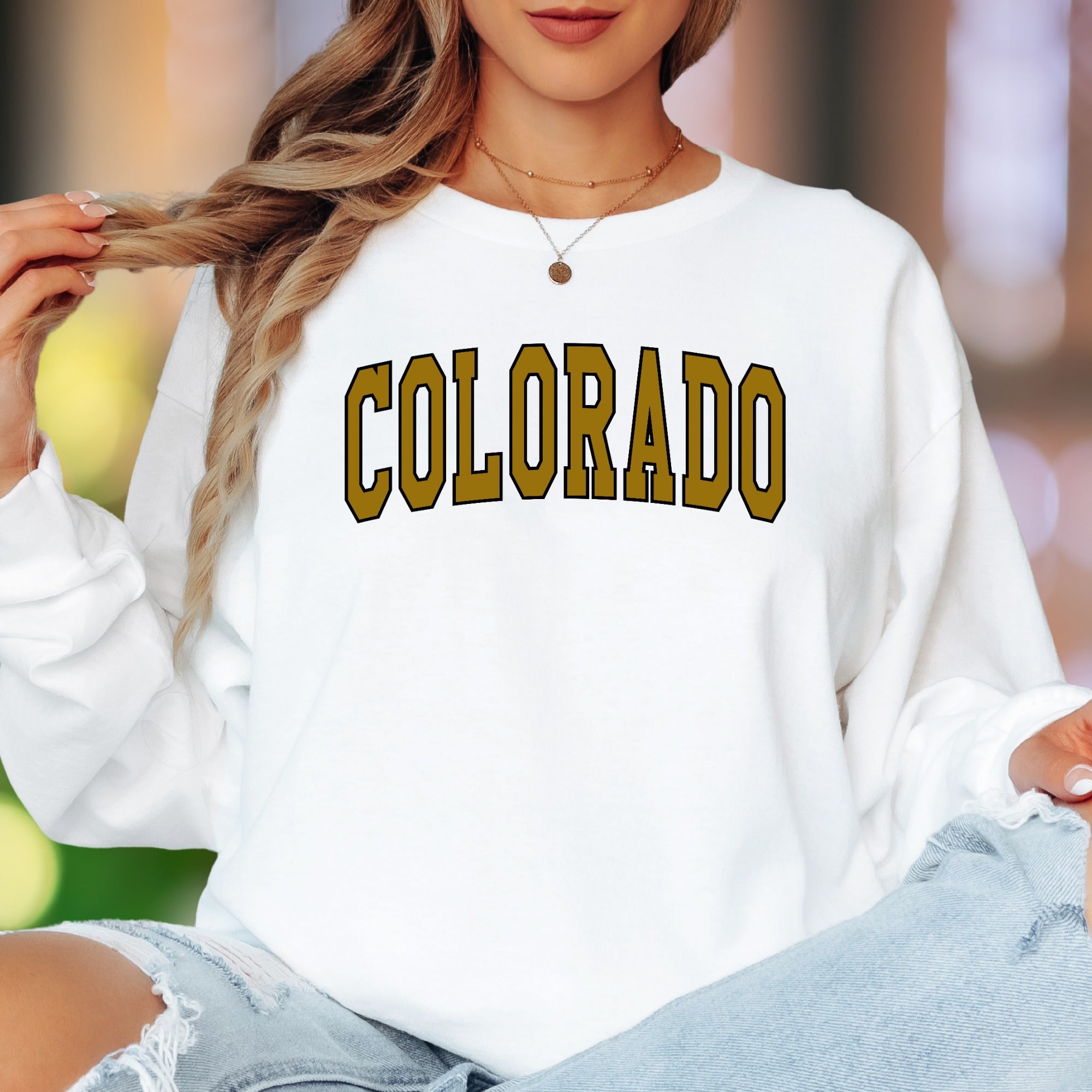 "Colorado" | Bold Typography Unisex Adult Long Sleeve T-Shirt | State Pride