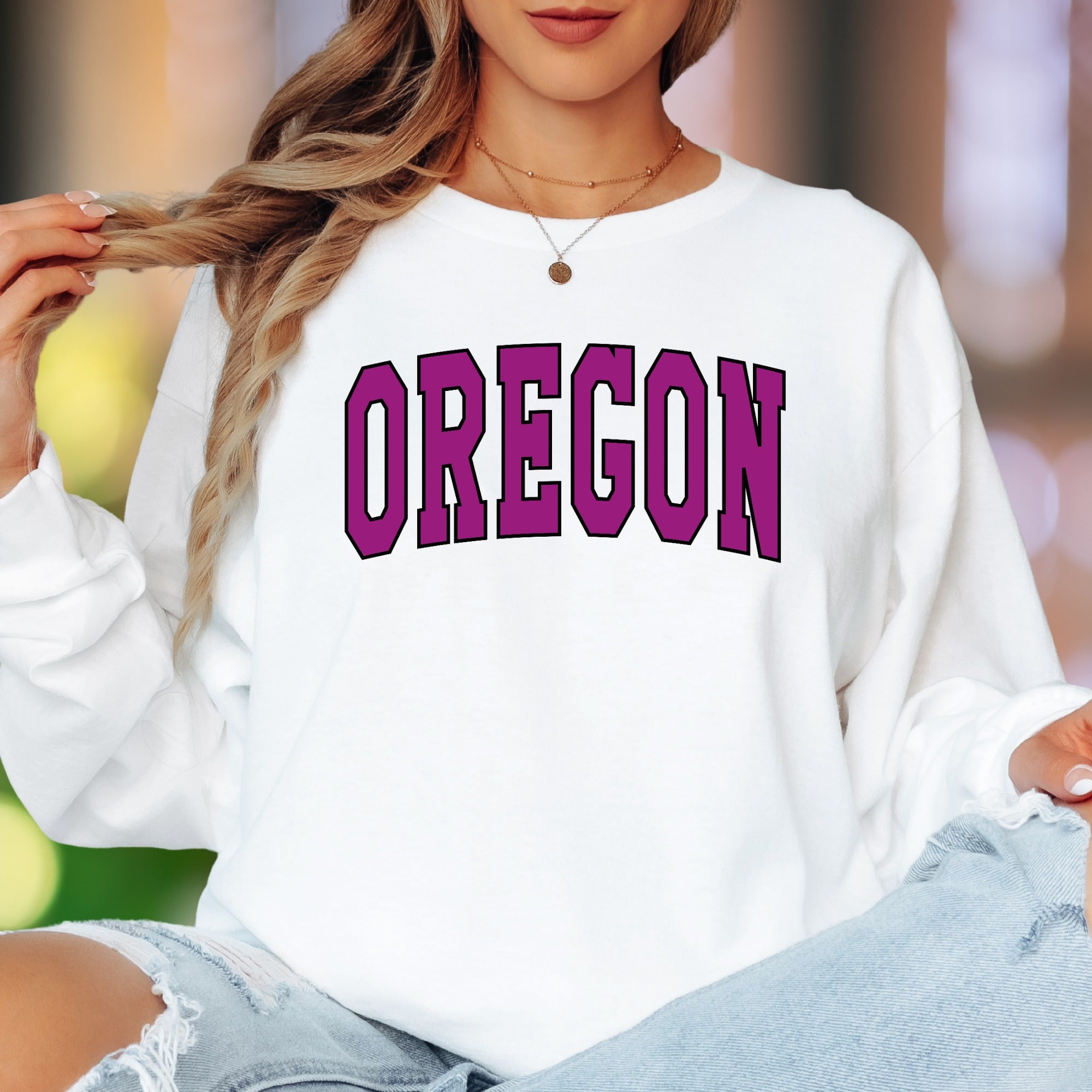 "OREGON" | Bold Typography Unisex Adult Long Sleeve T-Shirt | Regional Pride Apparel