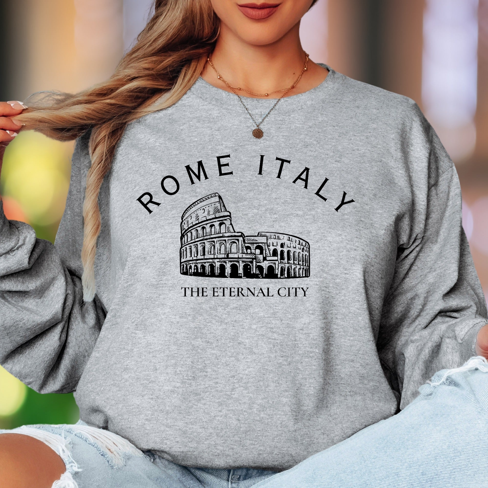 "Rome Italy The Eternal City" | Vintage Colosseum Unisex Adult Long Sleeve T-Shirt | Travel & Lifestyle