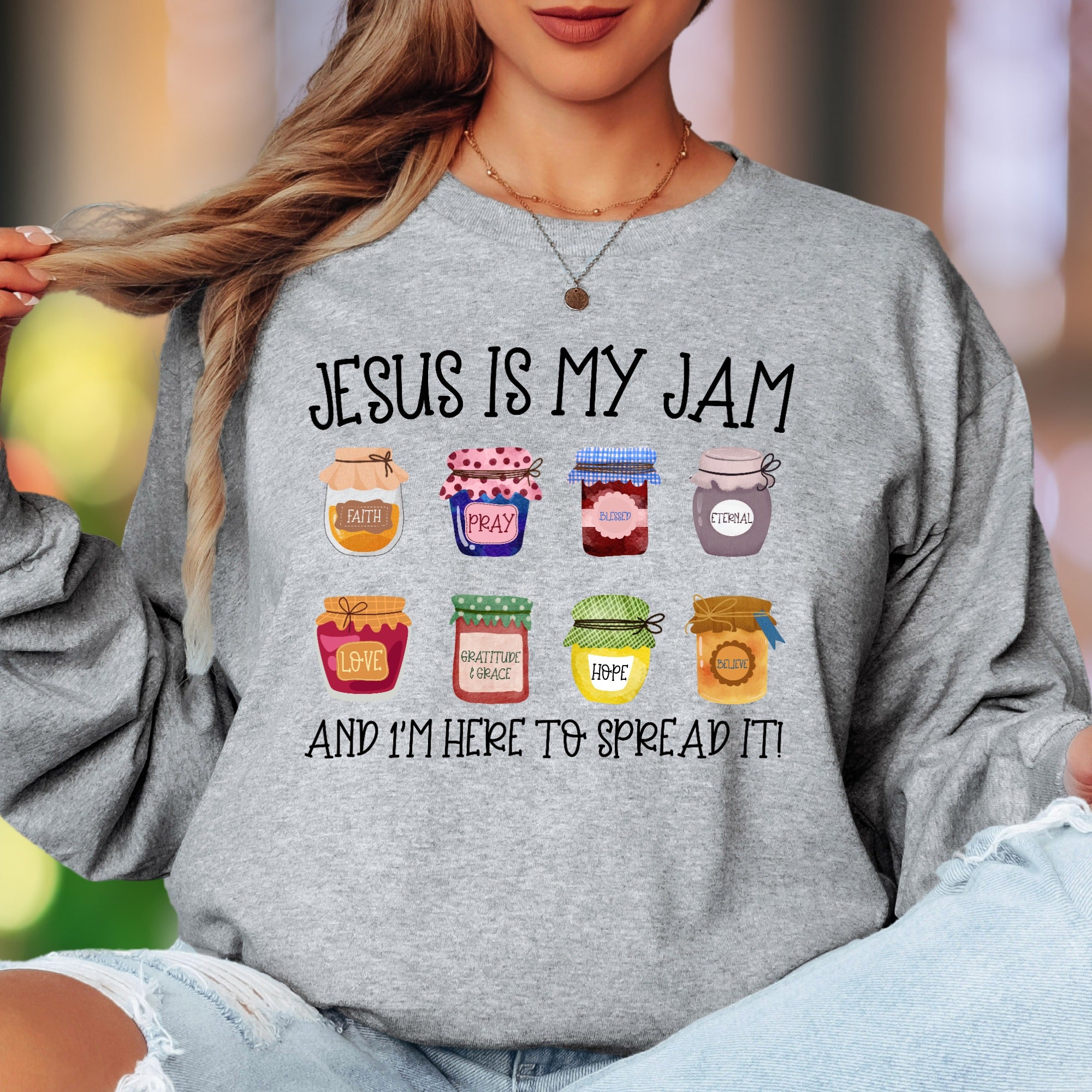 "Jesus Is My Jam" | Faith-Inspired Typography Unisex Adult Long Sleeve T-Shirt | Christian Lifestyle Main image