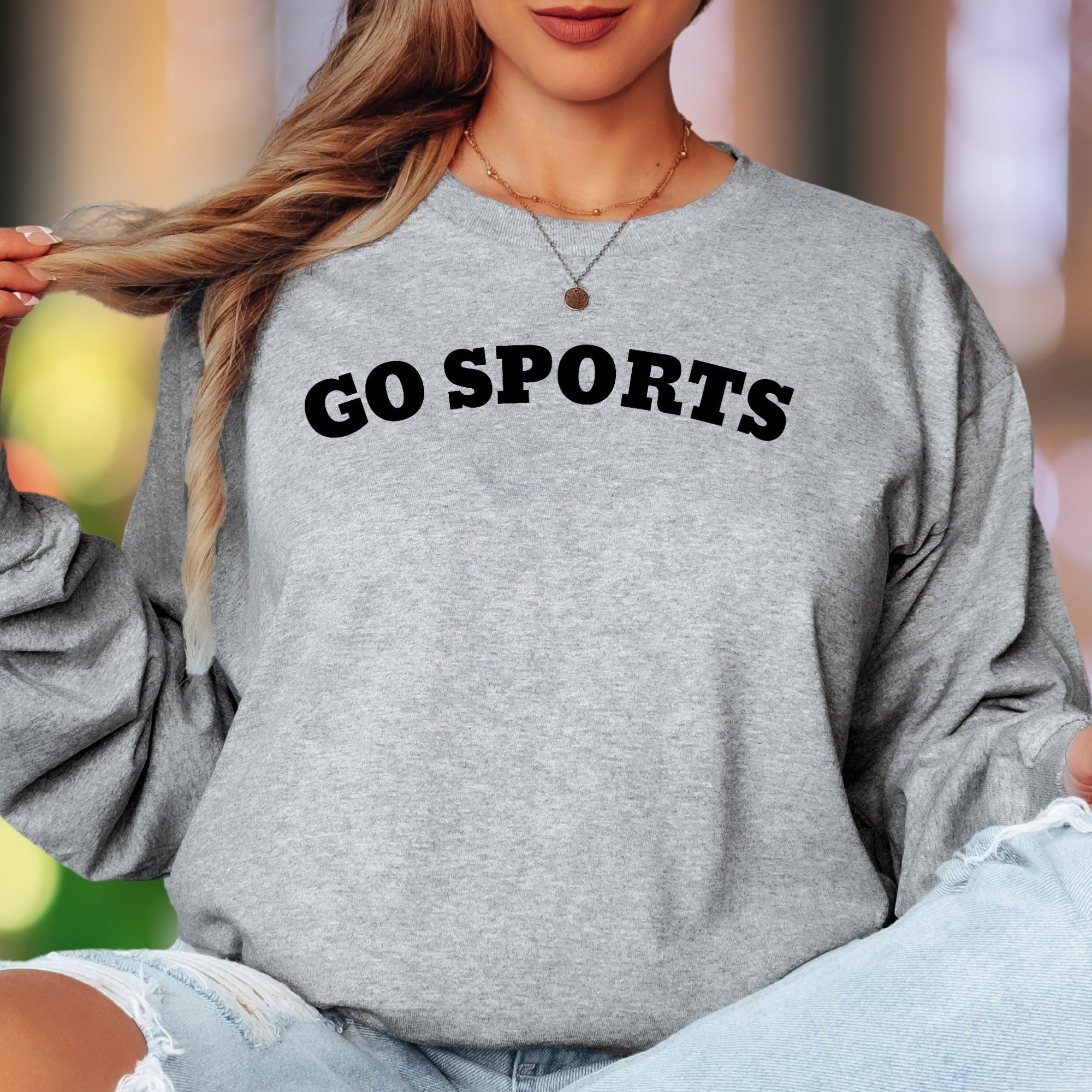 "GO SPORTS" | Bold Typography Unisex Adult Long Sleeve T-Shirt | Humorous Lifestyle